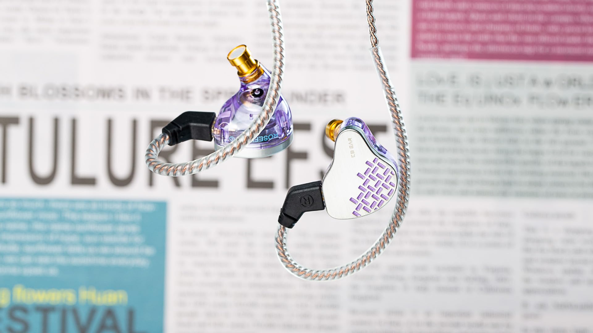 Kinboofi Kinboofi KBEAR Rosefinch Noise Cancelling In-Ear Headphones with Zinc Alloy Faceplate and Detachable Cable for Singers Pale Purple - View 4 of 7