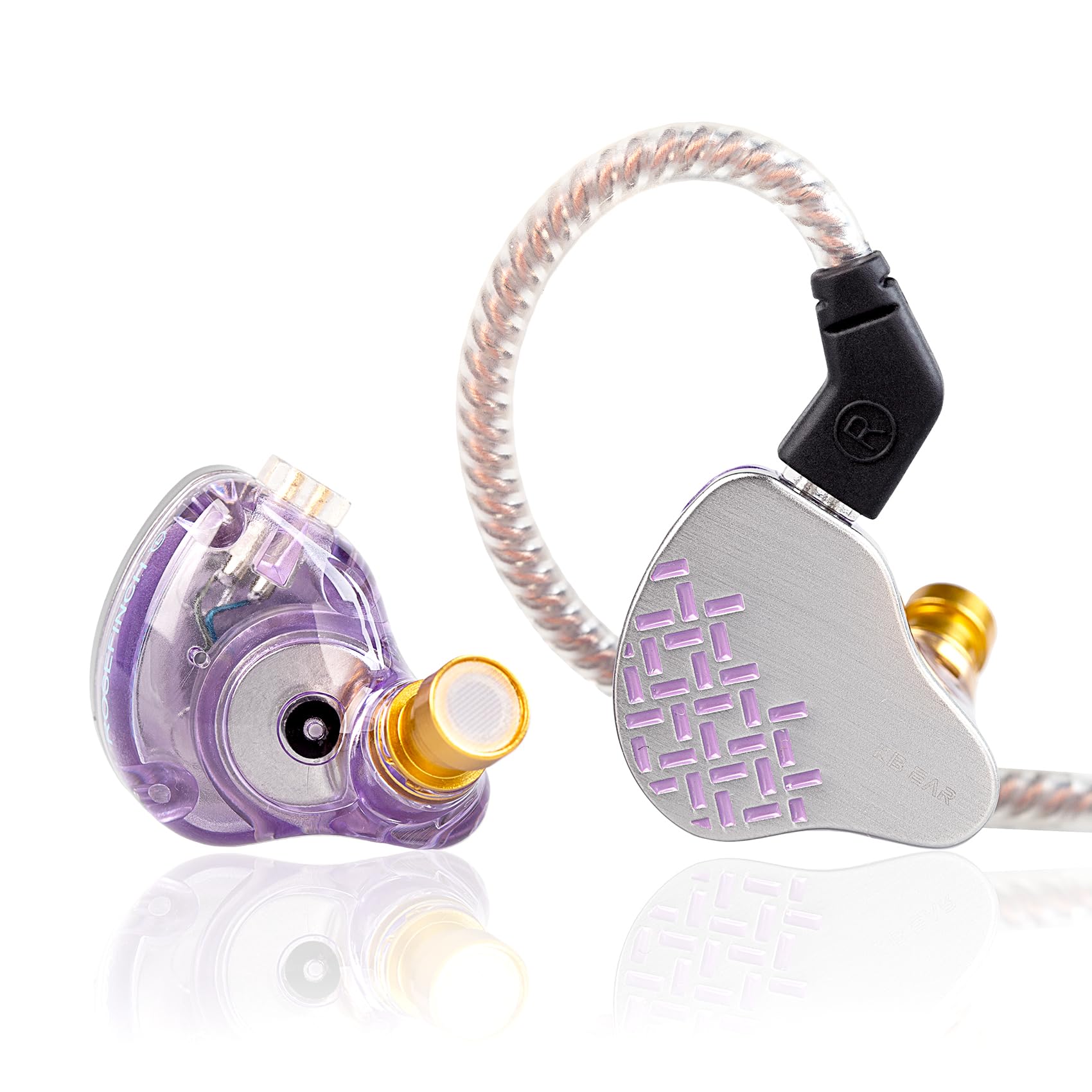 Kinboofi Kinboofi KBEAR Rosefinch Noise Cancelling In-Ear Headphones with Zinc Alloy Faceplate and Detachable Cable for Singers Pale Purple