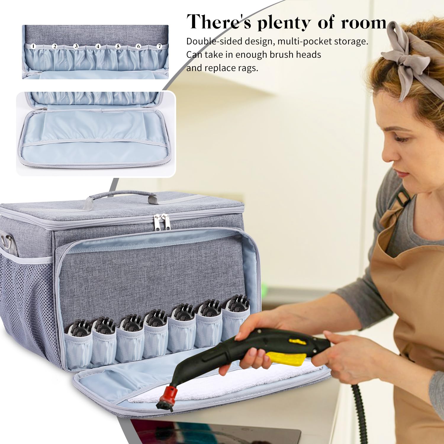 HOMSMILE HOMSMILE Carry Bag for Dupray Neat Steamer Adjustable Compartments Protective Cover Storage Case for Steam Cleaner - View 3 of 7