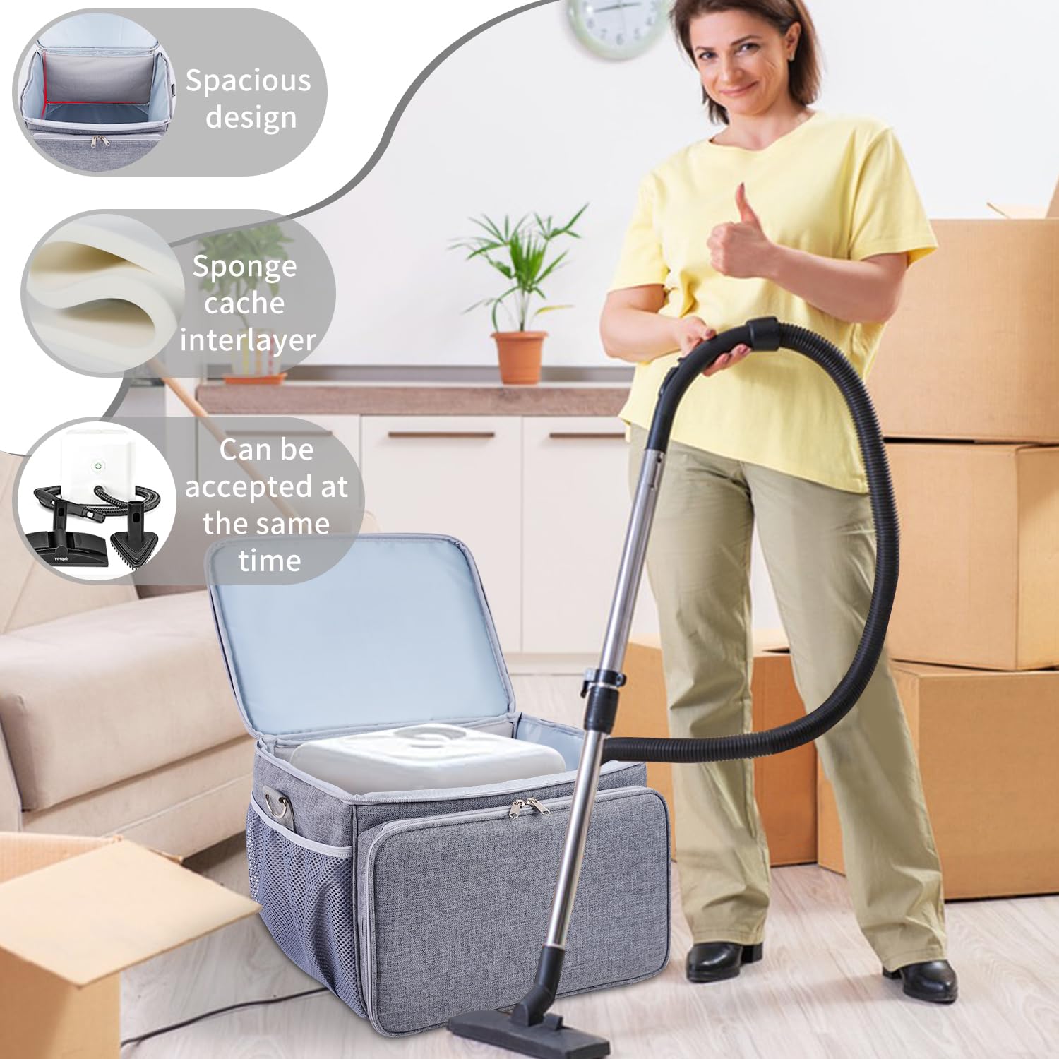 HOMSMILE HOMSMILE Carry Bag for Dupray Neat Steamer Adjustable Compartments Protective Cover Storage Case for Steam Cleaner - View 4 of 7