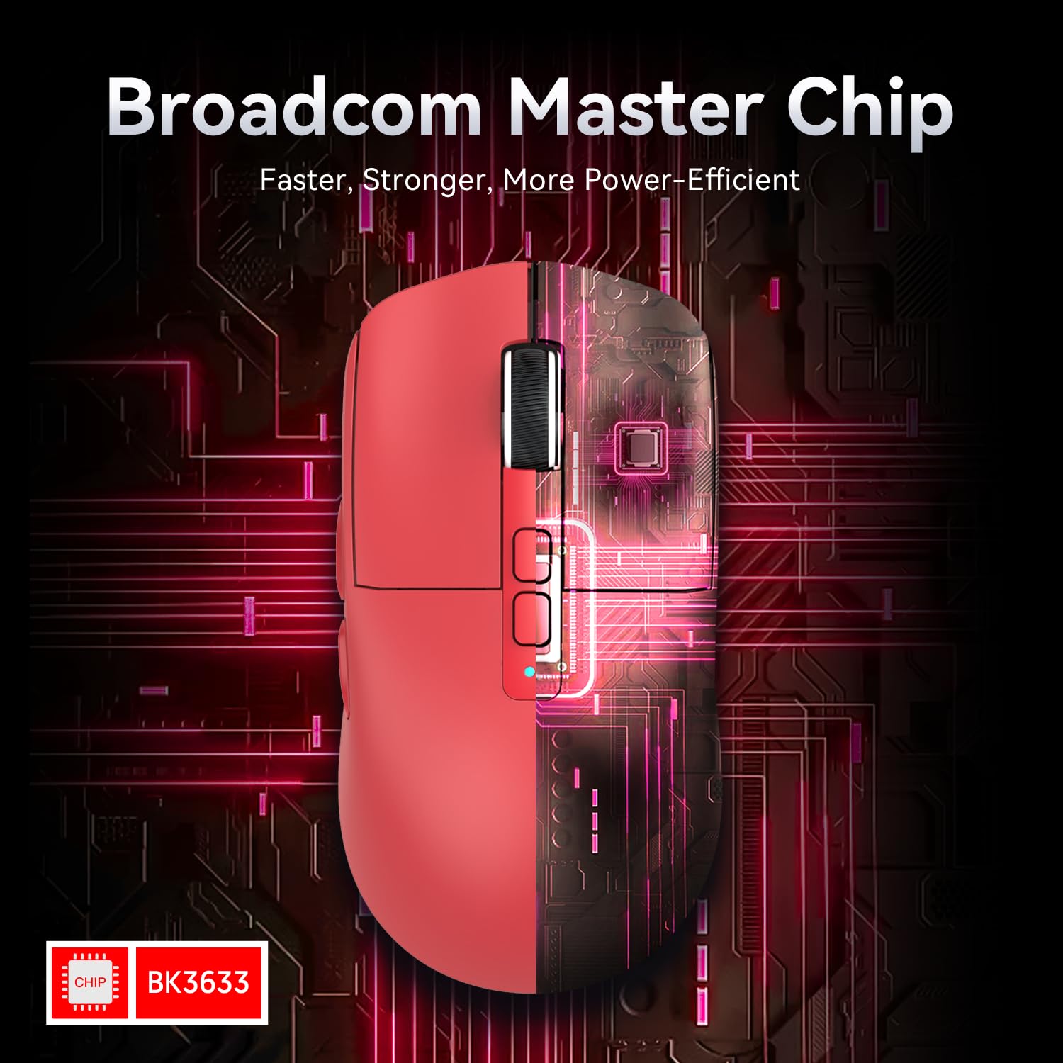 ATTACK SHARK ATTACK SHARK X6 Lightweight Wireless Gaming Mouse RGB Backlight Tri-Mode Wired 2.4GHz BT5.2 26K DPI PAW3395 Optical Sensor Red - View 7 of 9