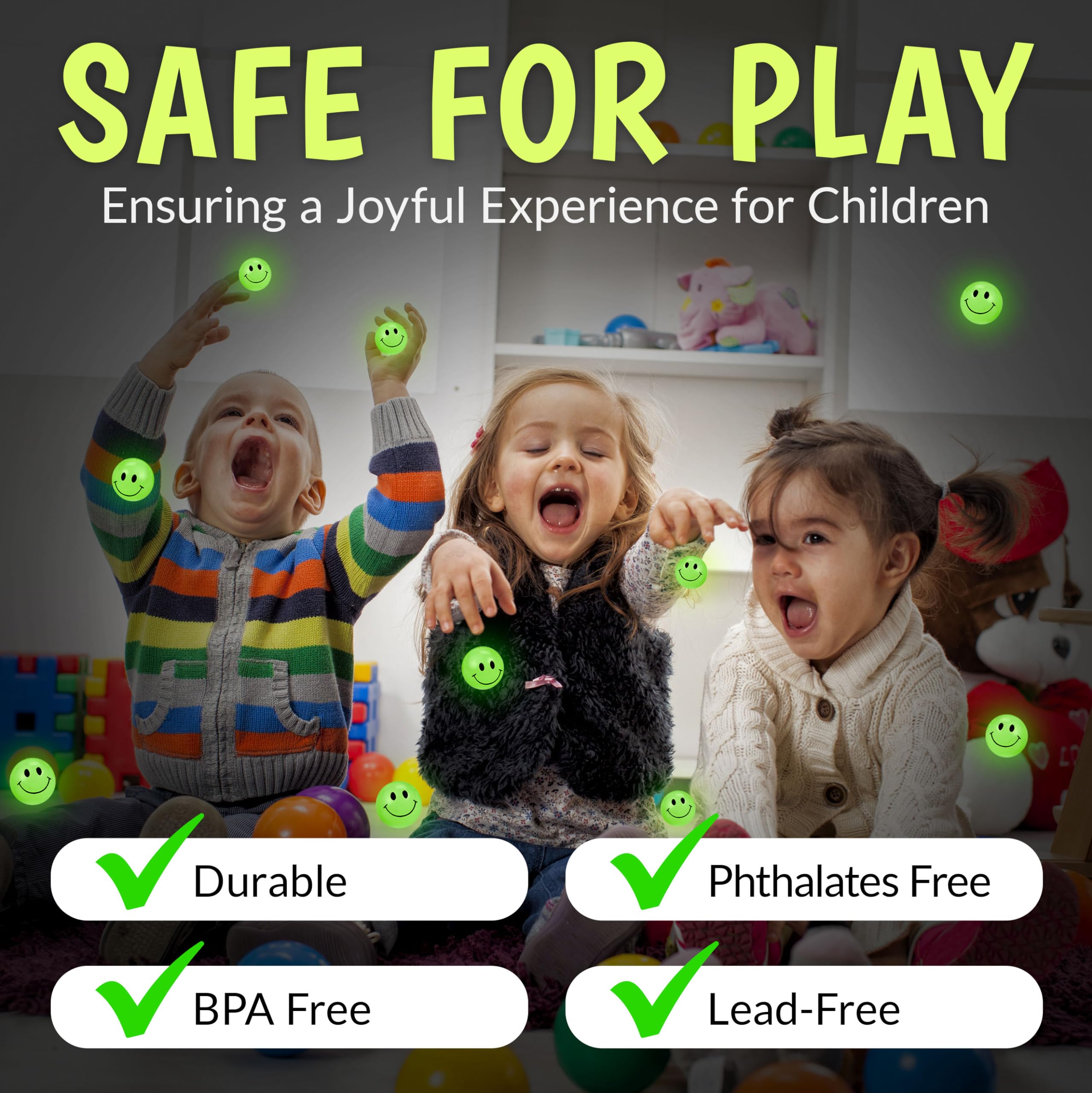 Playbees Playbees Glow in The Dark Bouncy Balls 144 Pack Super Bouncy 1 Inch Balls for Kids Vending Machines and Goodie Bag Stuffers - View 4 of 9