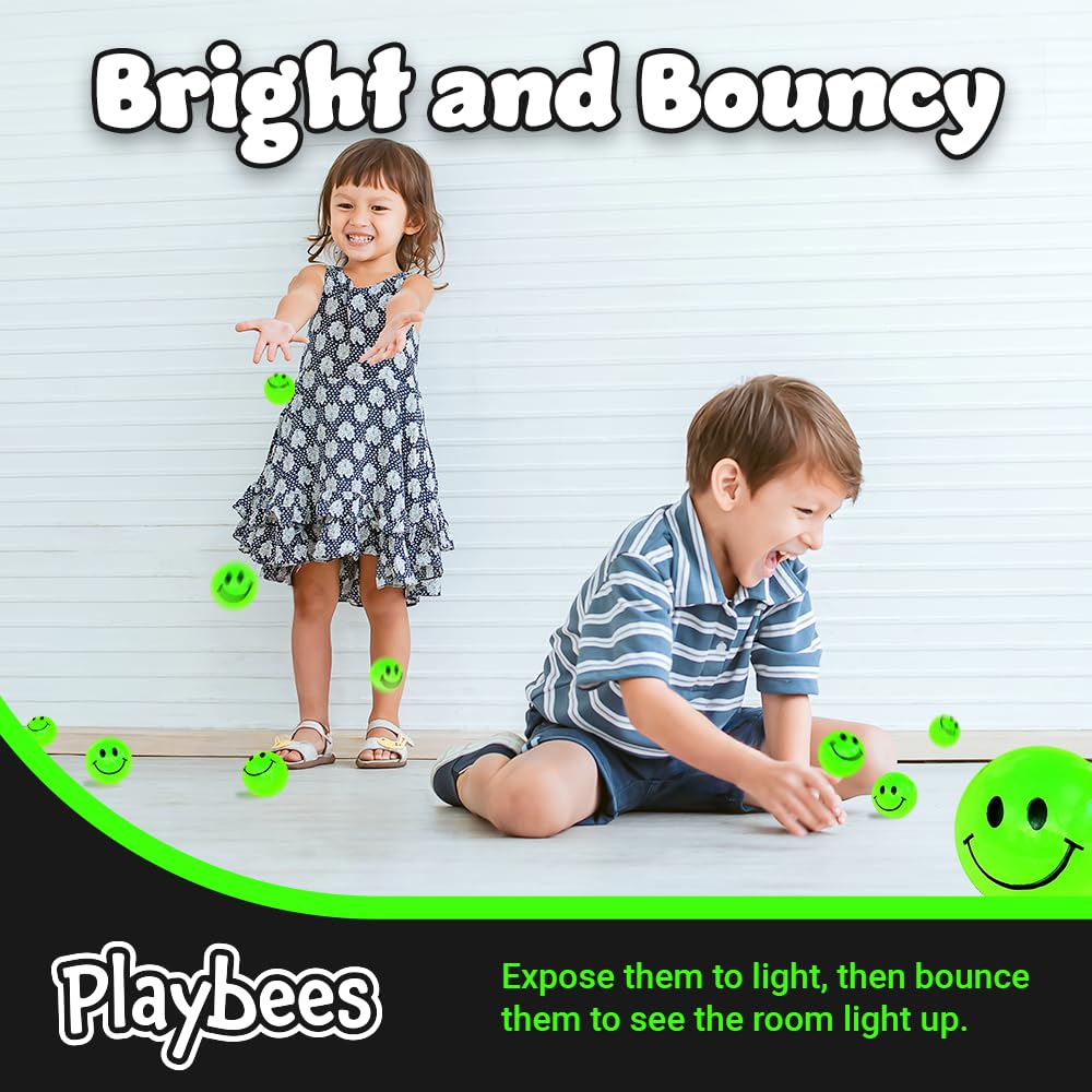 Playbees Playbees Glow in The Dark Bouncy Balls 144 Pack Super Bouncy 1 Inch Balls for Kids Vending Machines and Goodie Bag Stuffers - View 8 of 9