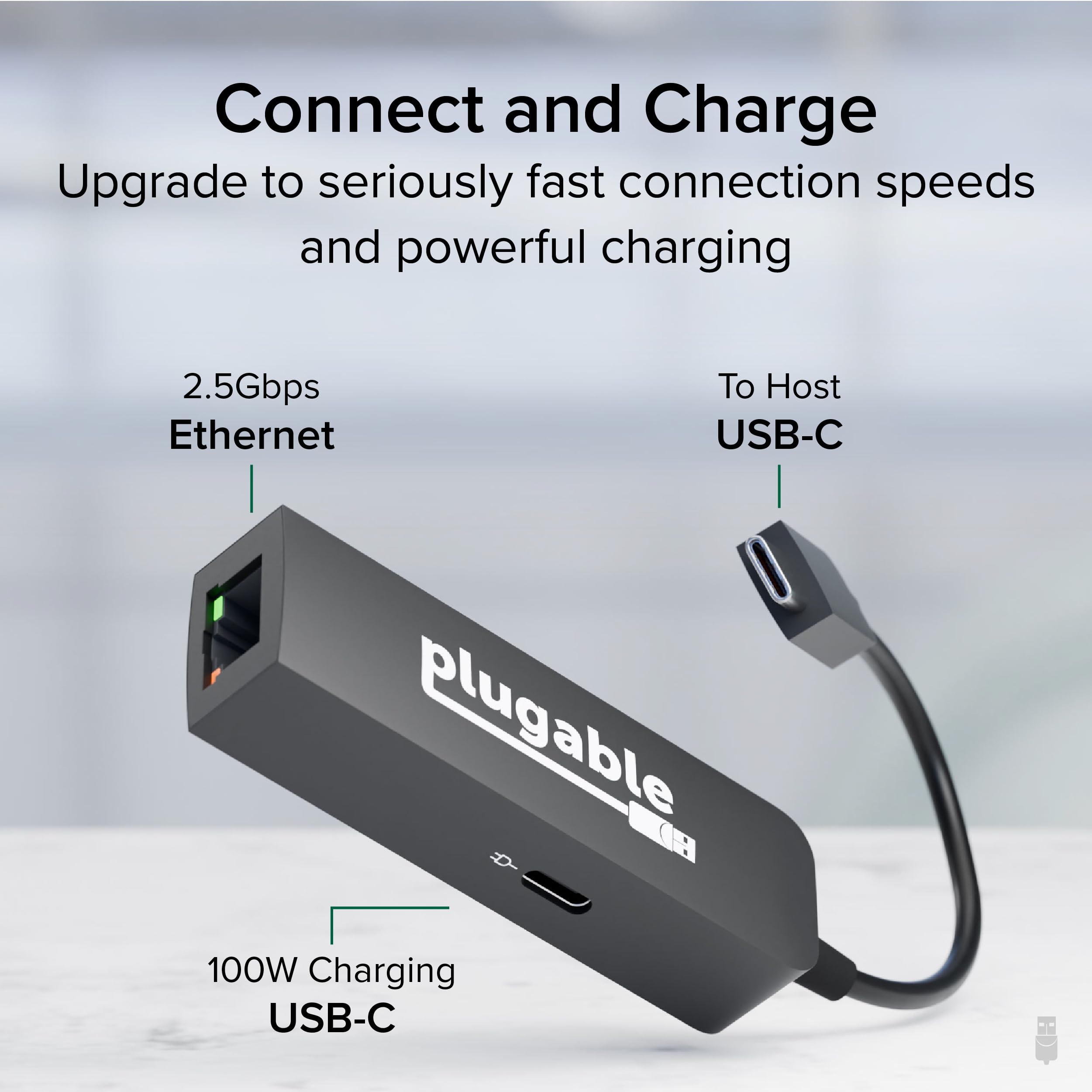 Plugable Plugable USB C to Ethernet Adapter 2.5Gb with 100W Charging for Windows MacBook Chrome iPad Surface XPS Thunderbolt 4 USB4 - View 2 of 7