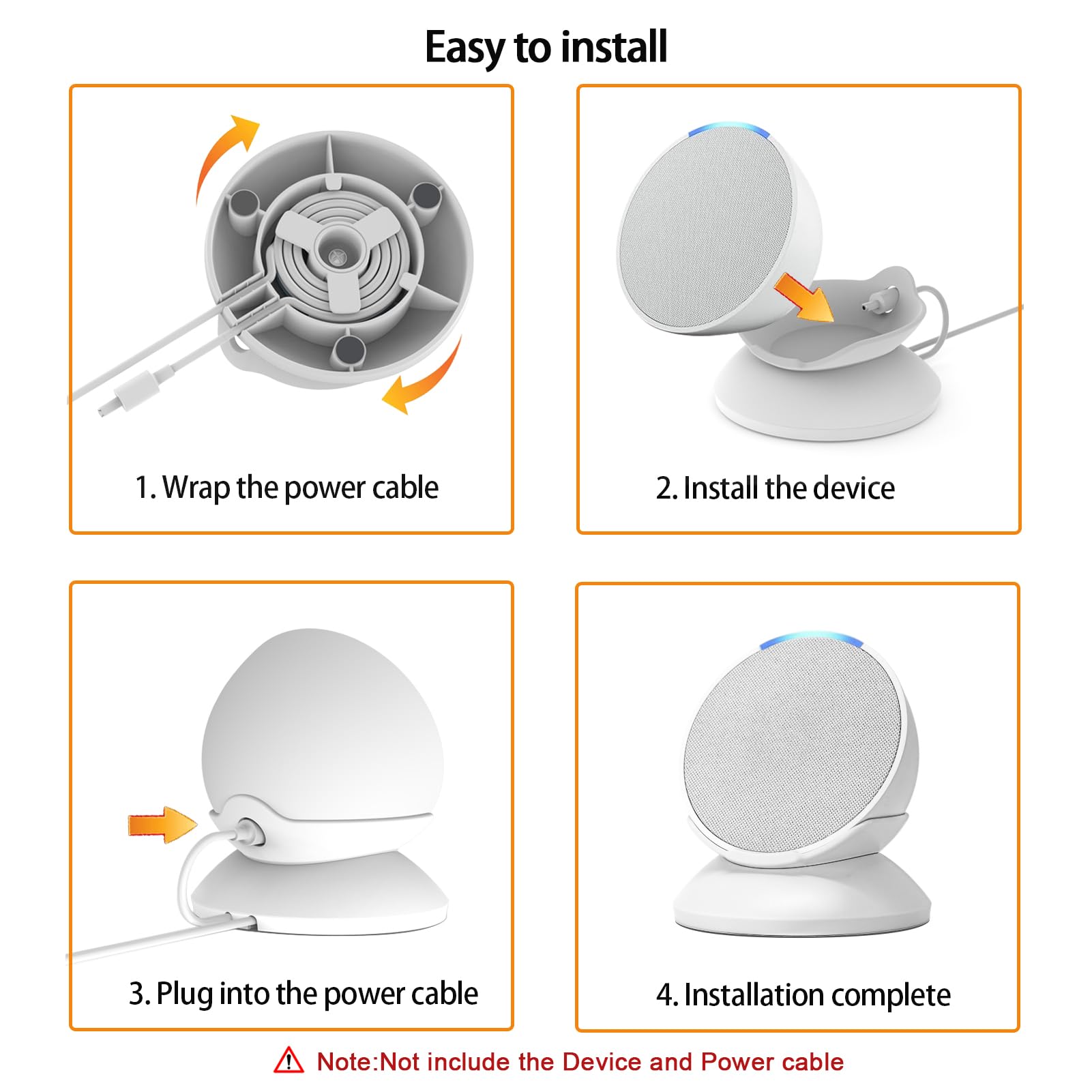 C YECEN C YECEN Stand for Echo Pop Desktop Holder Mount with Built-in Cable Management in Lavender Bloom - View 4 of 6