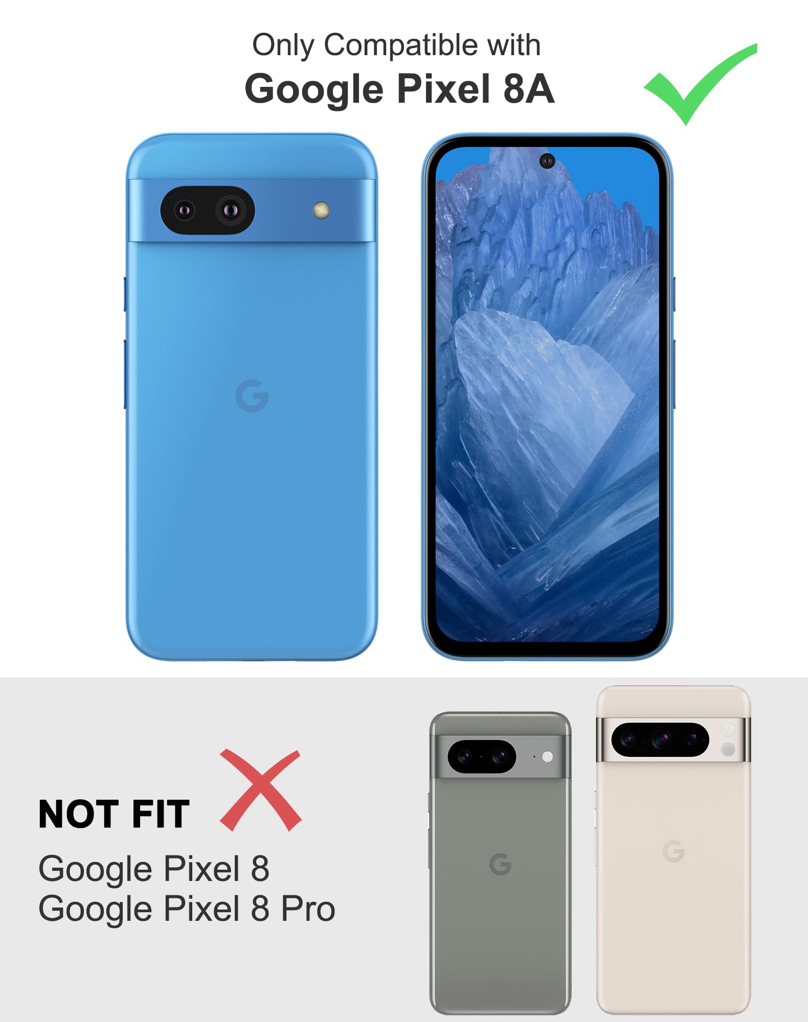 Cresee Cresee Magnetic Case for Google Pixel 8a Clear Hard Back TPU Bumper Shockproof Cover with Built-in Magnet Compatible with Magsafe - View 2 of 7