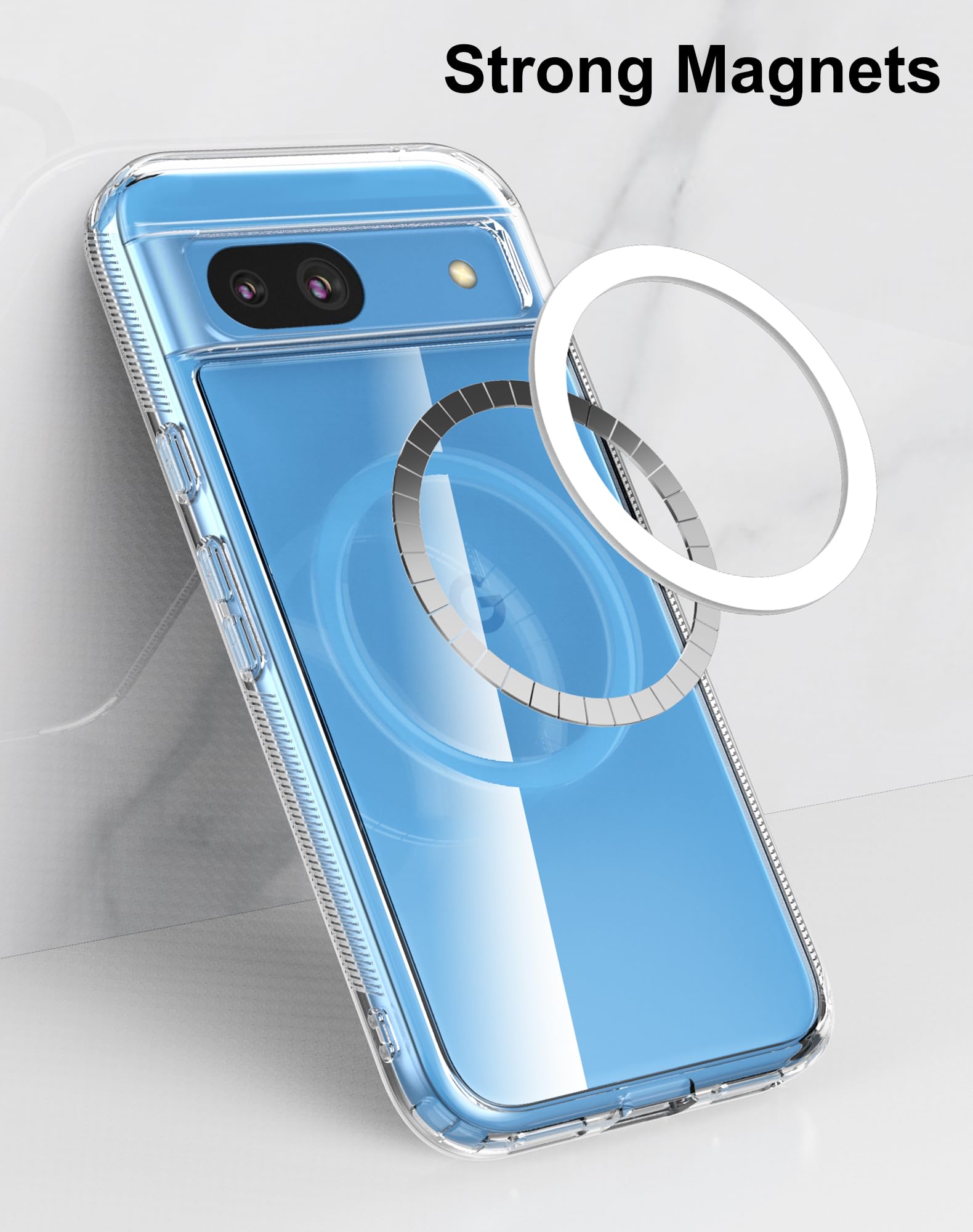 Cresee Cresee Magnetic Case for Google Pixel 8a Clear Hard Back TPU Bumper Shockproof Cover with Built-in Magnet Compatible with Magsafe - View 4 of 7