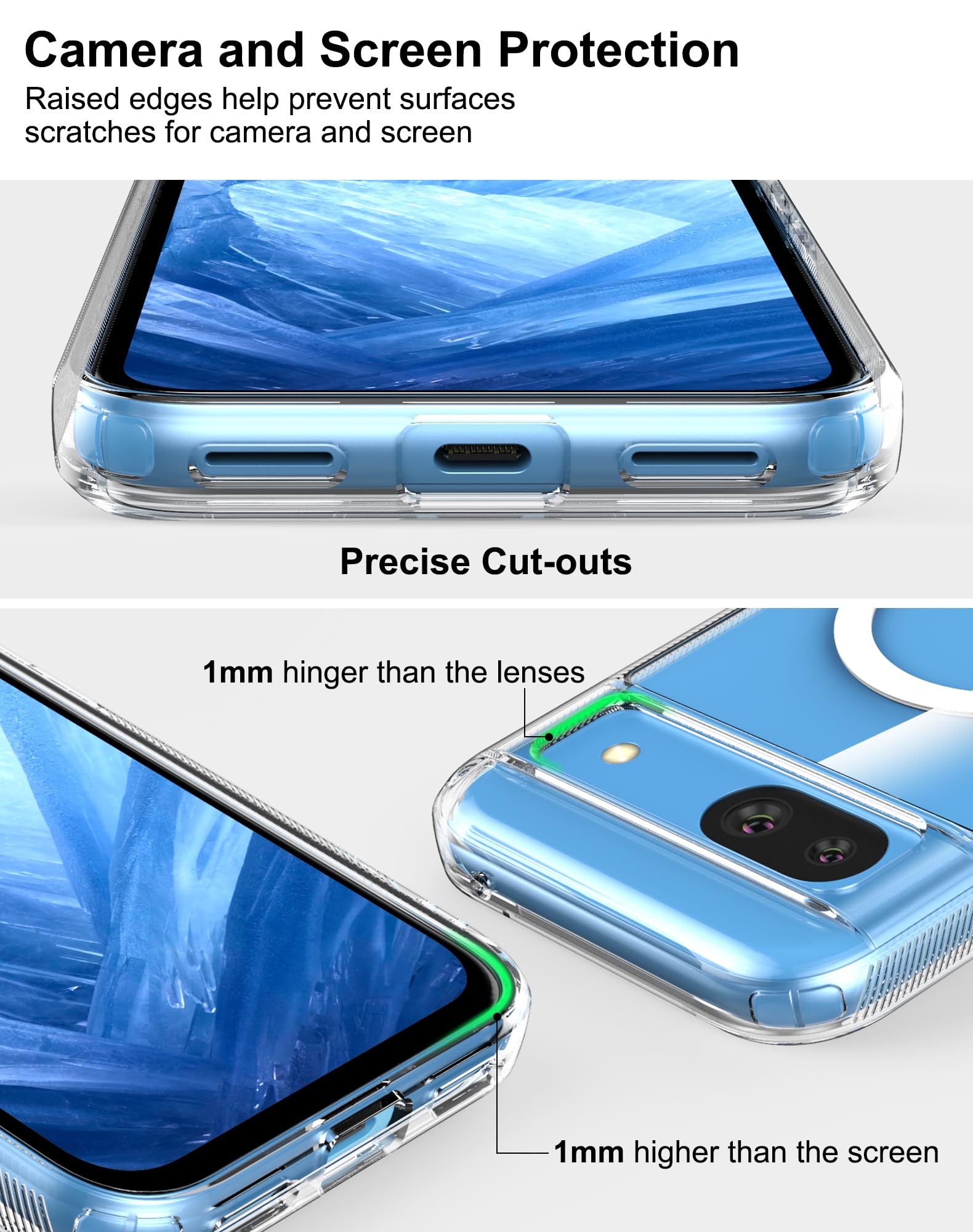 Cresee Cresee Magnetic Case for Google Pixel 8a Clear Hard Back TPU Bumper Shockproof Cover with Built-in Magnet Compatible with Magsafe - View 6 of 7