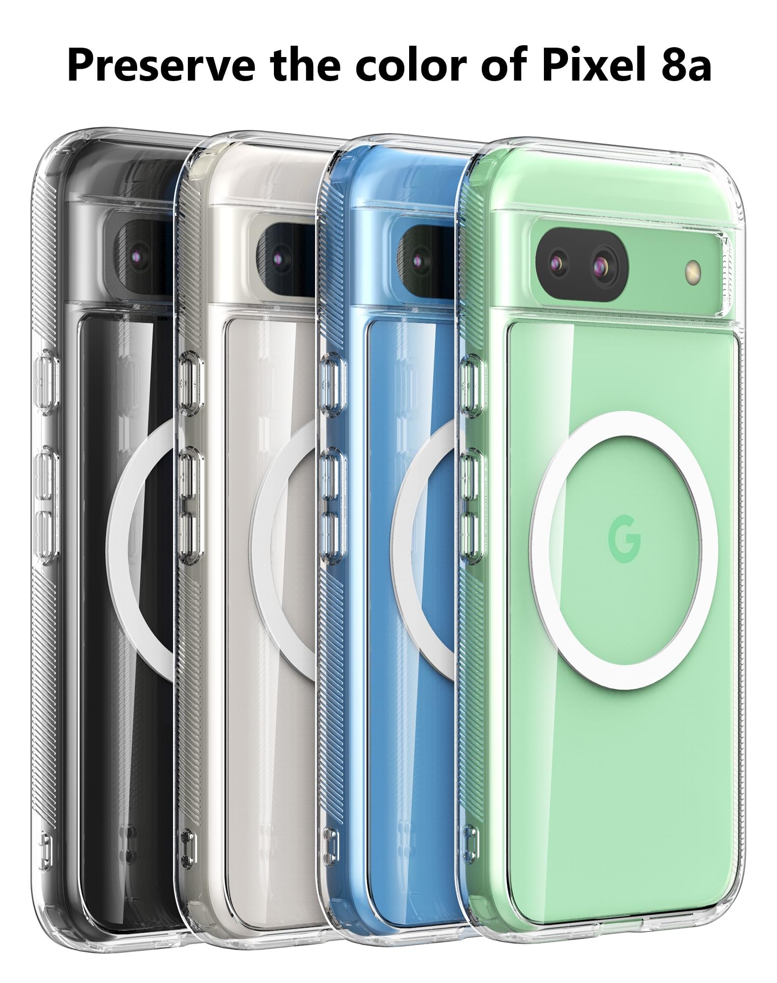 Cresee Cresee Magnetic Case for Google Pixel 8a Clear Hard Back TPU Bumper Shockproof Cover with Built-in Magnet Compatible with Magsafe - View 7 of 7