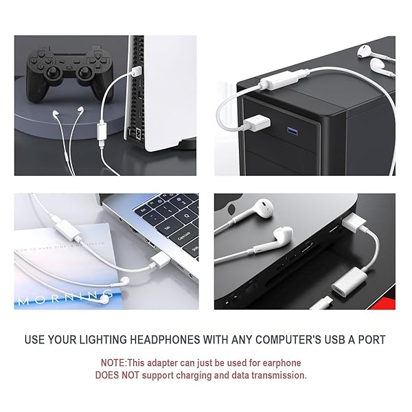 Fidioto Fidioto USB Male to Lightning Female Audio Adapter Cable for MacBook PC Headphones Earphones with Volume Control and Mic Support - View 6 of 6