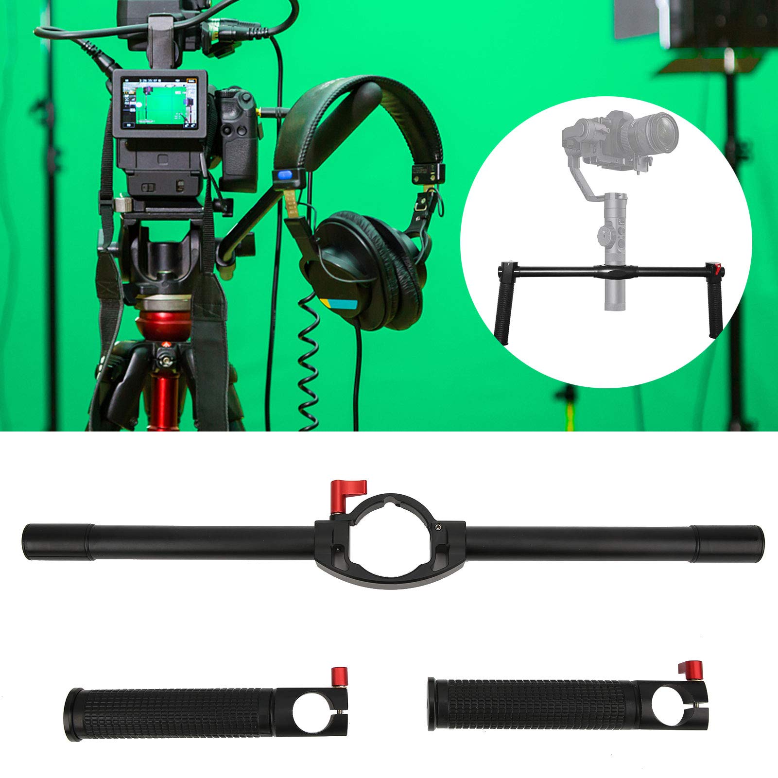 EIMSOAH Dual Handgrip Stabilizer for Zhiyun Crane 2S Lightweight Aluminum Handle with Cold Shoe for Monitors - View 5 of 9