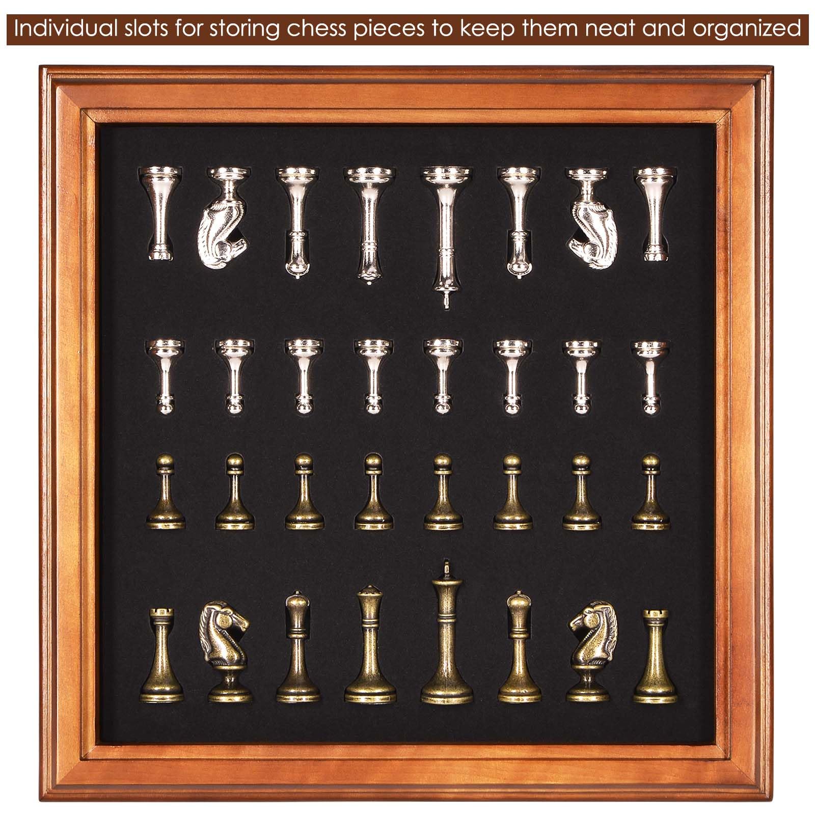 AMEROUS AMEROUS Wooden Chess Board Set 12.5 Inch with Metal Pieces Storage for Adults and Kids Unique Tournament Game for Beginners and Professionals - View 7 of 9