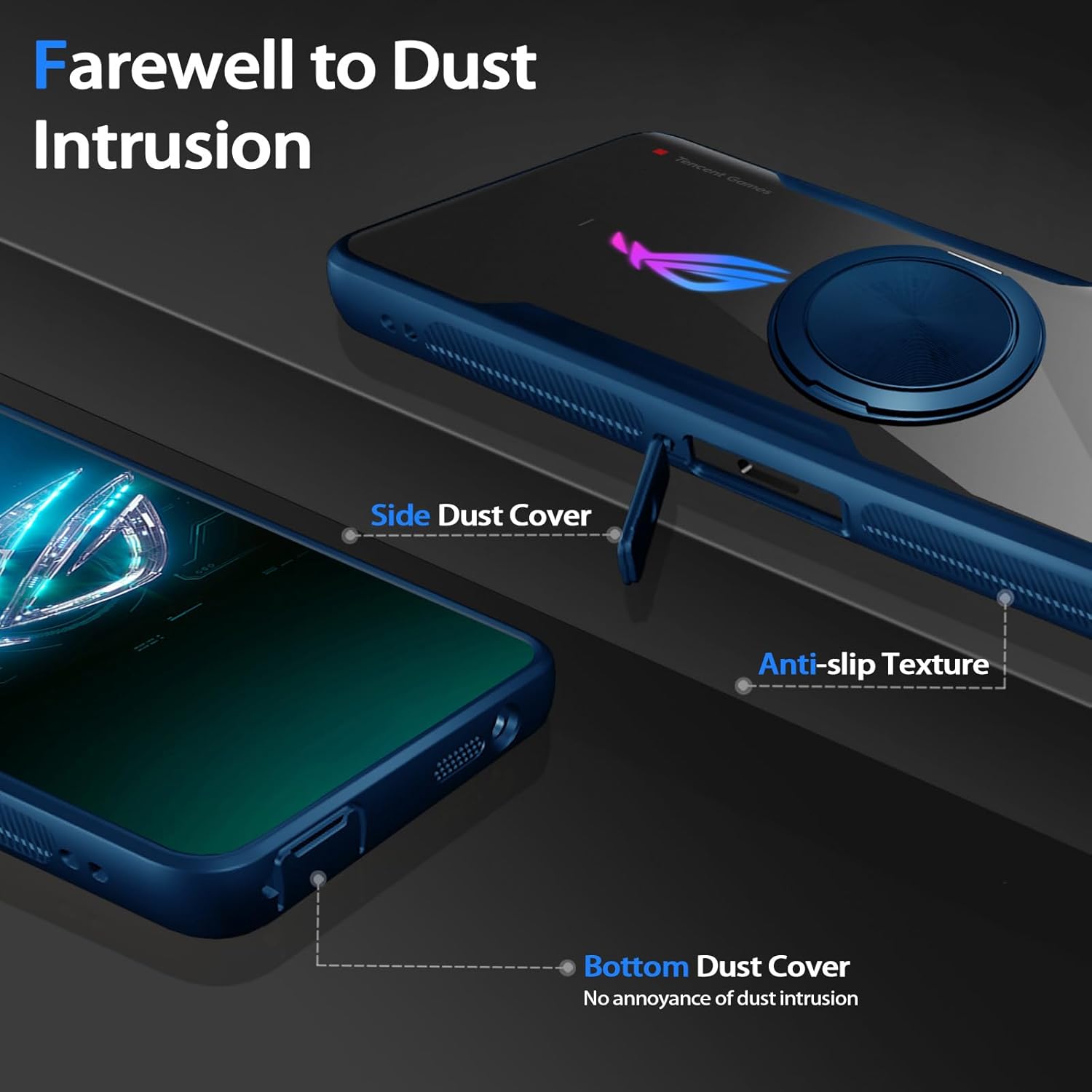 HikerClub HikerClub ROG Phone 8 and 8 Pro Case 360 Rotatable Magnetic Kickstand Non-Slip Shockproof Crystal Clear Cover 2024 - View 5 of 8