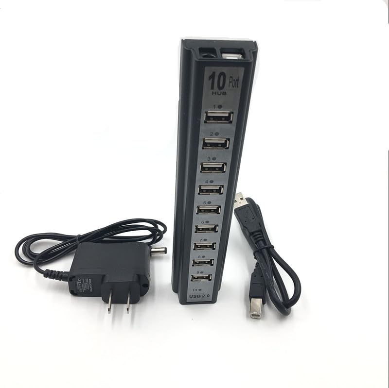 BUBUCAM 10-Port Powered USB Hub 2.0 USB Extender Splitter with Smart Charging and LED Indicator for MacBook PC Laptop Faster Data Transfer - View 3 of 5