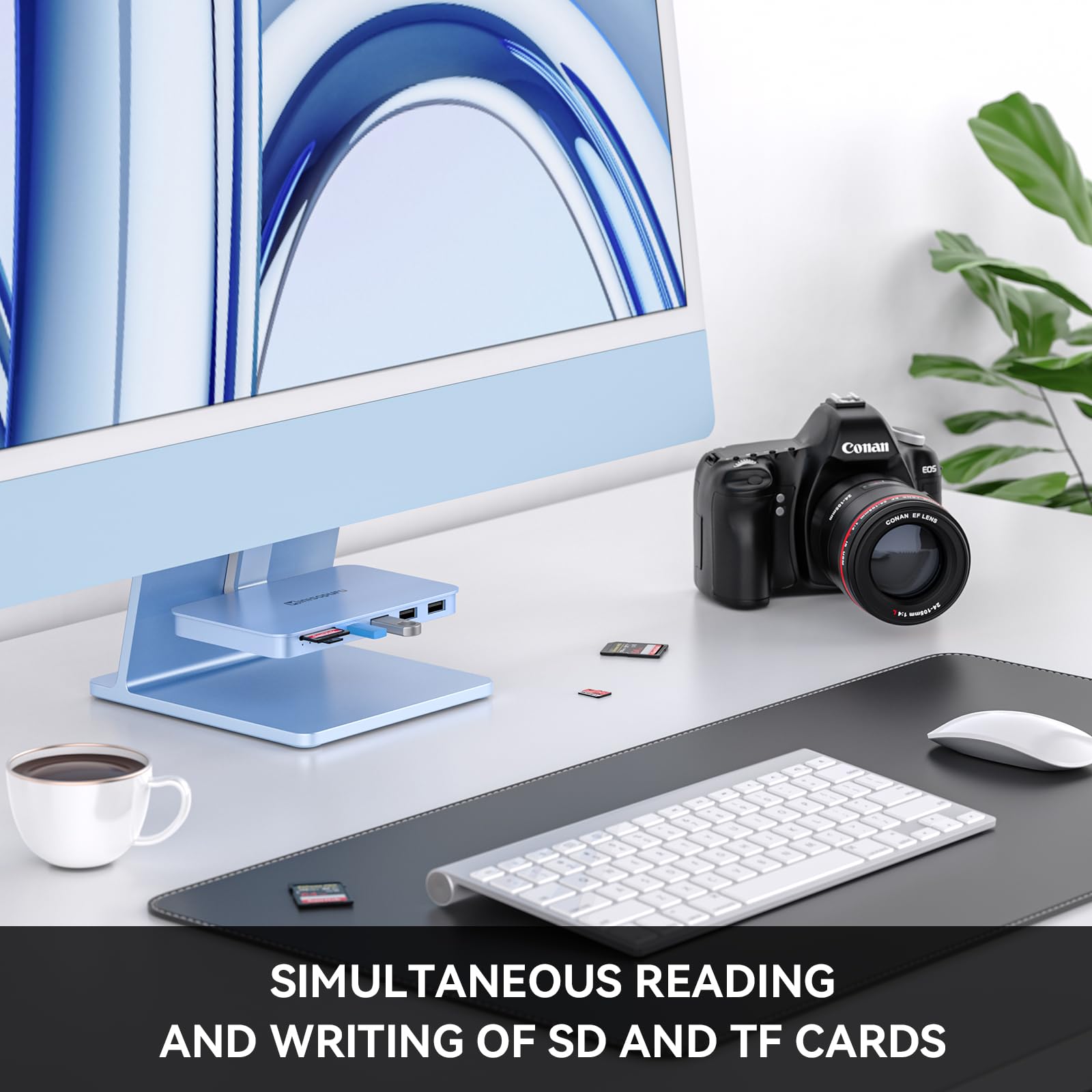 minisopuru Minisopuru iMac USB C Hub for 24 inch 2021 2023 2024 Compatible with M1 M3 M4 and Studio Display 27 inch Blue USB 3.2 10Gbps Adapter - View 4 of 7