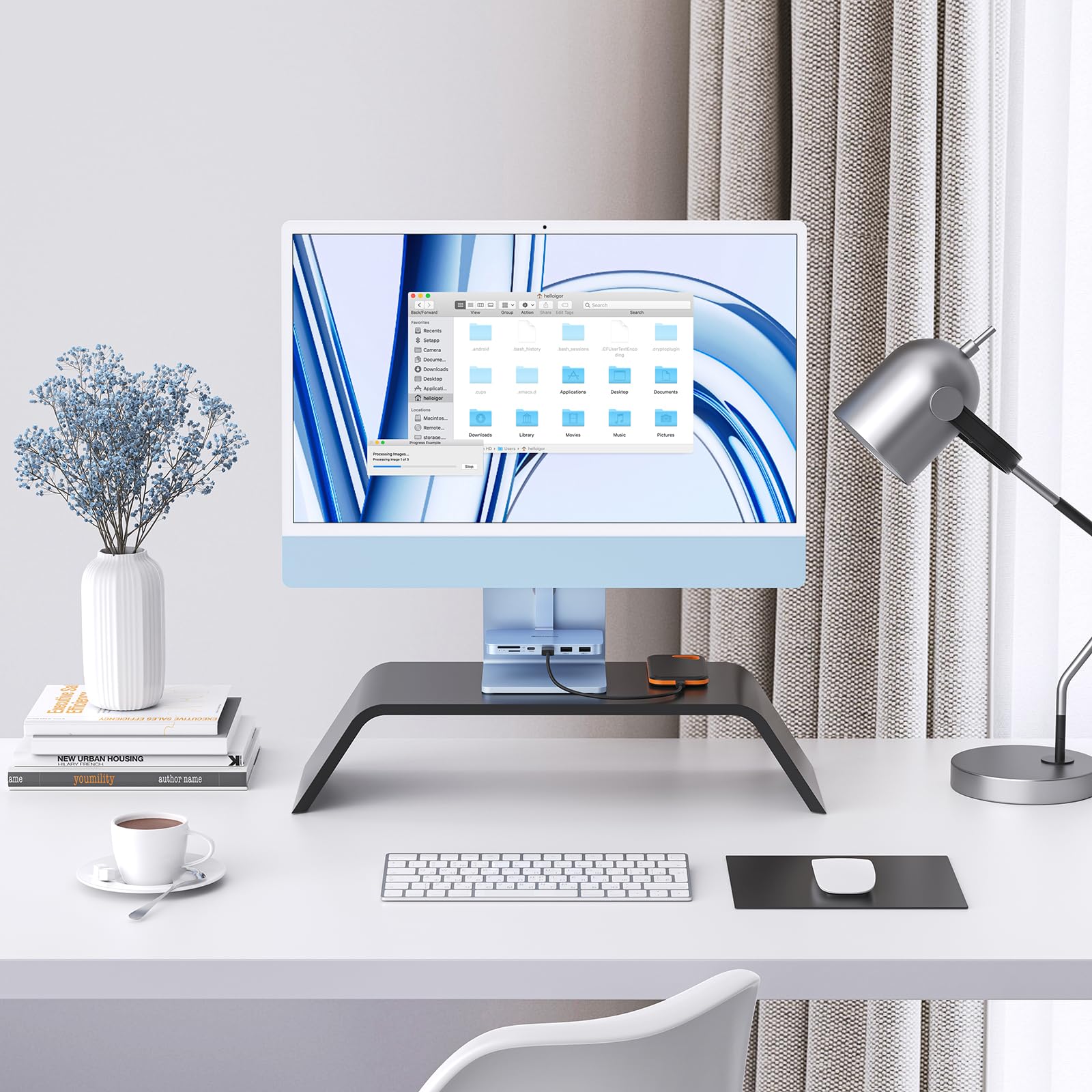 minisopuru Minisopuru iMac USB C Hub for 24 inch 2021 2023 2024 Compatible with M1 M3 M4 and Studio Display 27 inch Blue USB 3.2 10Gbps Adapter - View 7 of 7