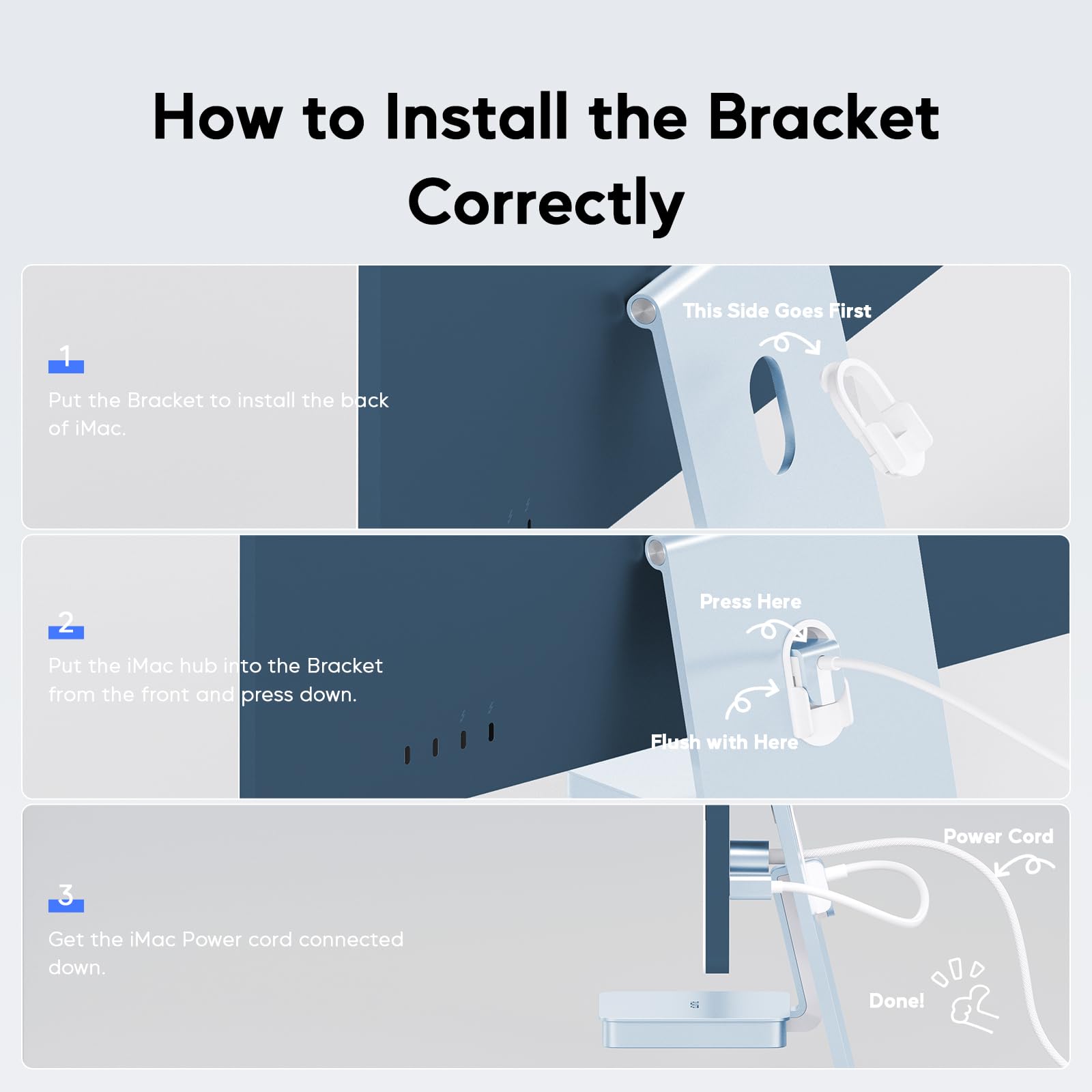 PULWTOP PULWTOP USB C Hub for iMac 10Gbps Supports M1 M3 M4 2USB A 2.0 SD TF Card Reader for 24 inch Studio Display Blue - View 6 of 9