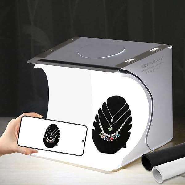 PULUZ "Buy PULUZ Mini Light Box: 9" Portable Photo Studio with 20 LED & 2 Backdrops for Perfect Product Photography"