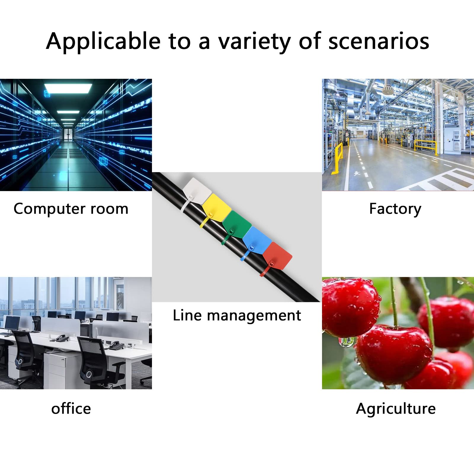 QSFPTEK 8 Inch Nylon Cable Ties with Waterproof Tags Self Locking Cable Markers Security Seals for Wire Marking and Shipping Yellow 100pcs - View 5 of 7