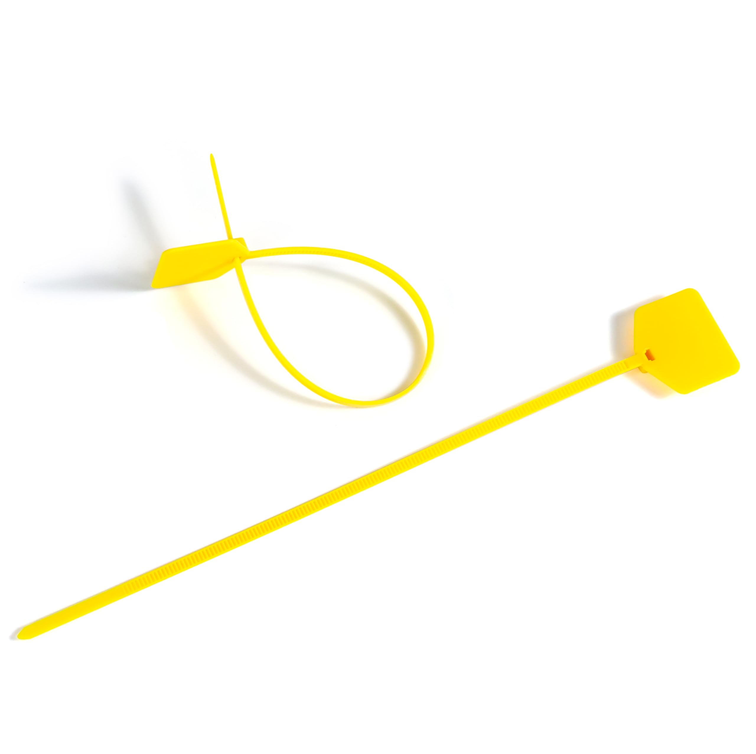 QSFPTEK 8 Inch Nylon Cable Ties with Waterproof Tags Self Locking Cable Markers Security Seals for Wire Marking and Shipping Yellow 100pcs