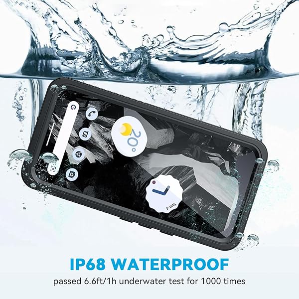 Lanhiem Lanhiem IP68 Waterproof Dustproof Rugged Case for Google Pixel 8a with Built-in Screen Protector Obsidian Black Full Body Shockproof - View 4 of 10
