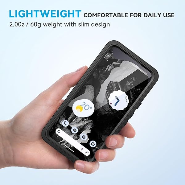 Lanhiem Lanhiem IP68 Waterproof Dustproof Rugged Case for Google Pixel 8a with Built-in Screen Protector Obsidian Black Full Body Shockproof - View 7 of 10
