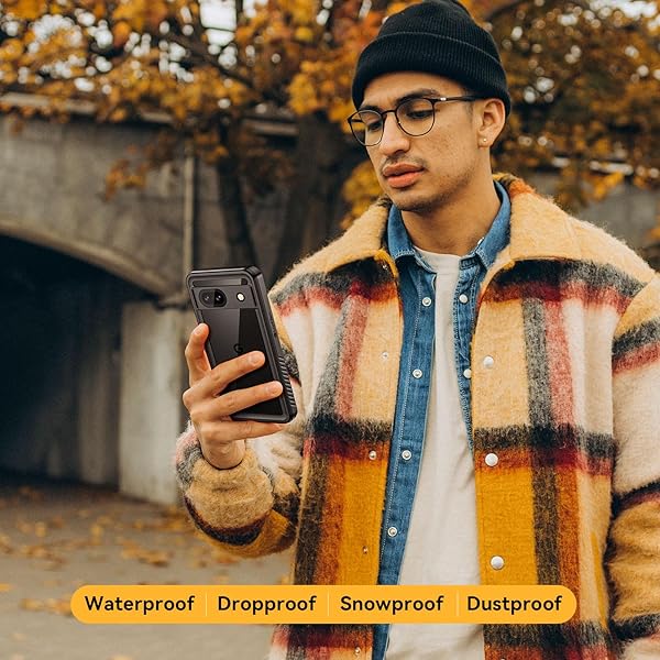 Lanhiem Lanhiem IP68 Waterproof Dustproof Rugged Case for Google Pixel 8a with Built-in Screen Protector Obsidian Black Full Body Shockproof - View 10 of 10