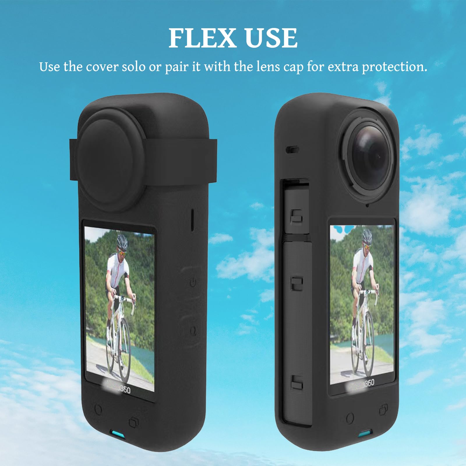 BAOKZZOM Silicone Protective Case for Insta360 X4 with Lens Cap Soft Cover Grip and Lens Guard Accessories - View 3 of 9