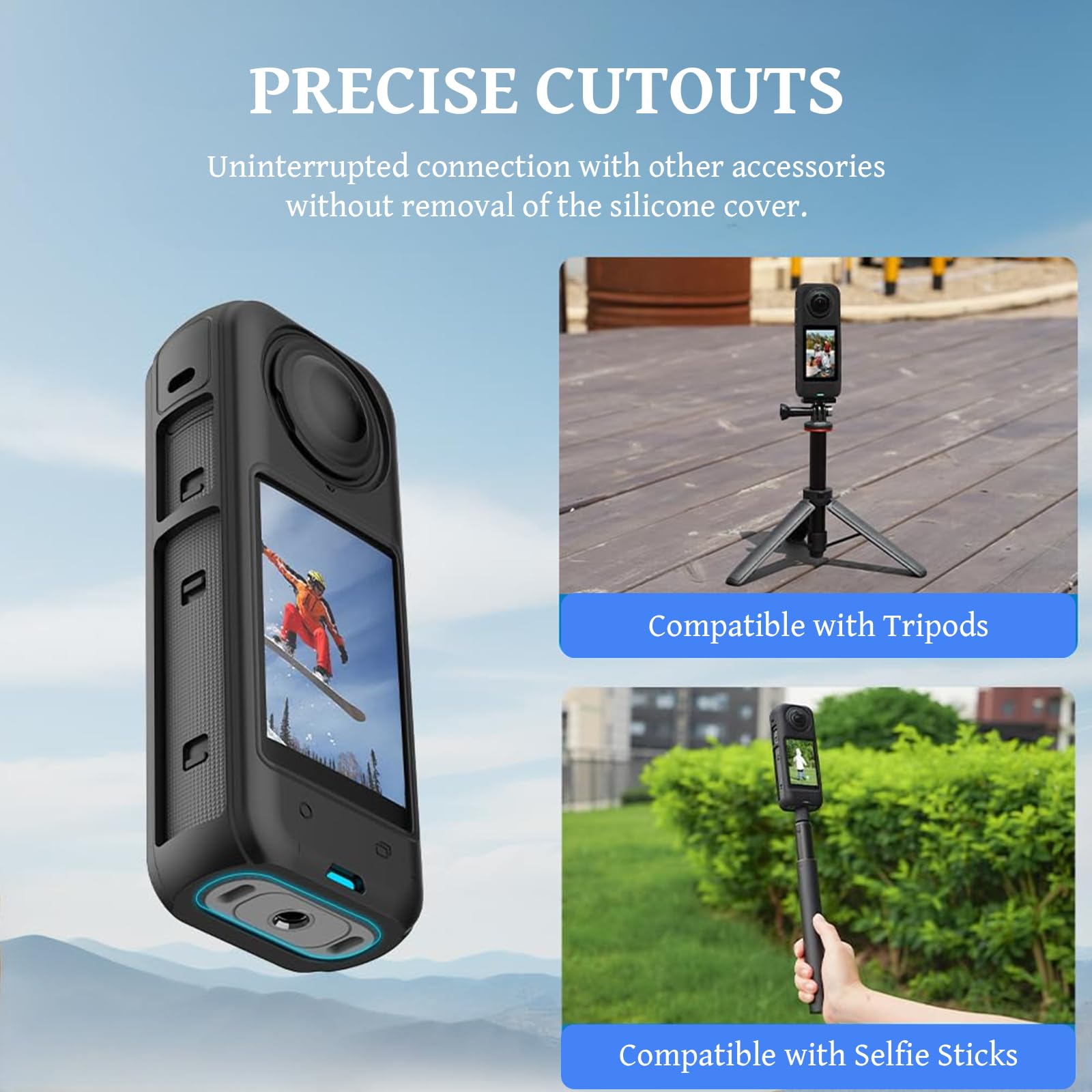 BAOKZZOM Silicone Protective Case for Insta360 X4 with Lens Cap Soft Cover Grip and Lens Guard Accessories - View 6 of 9