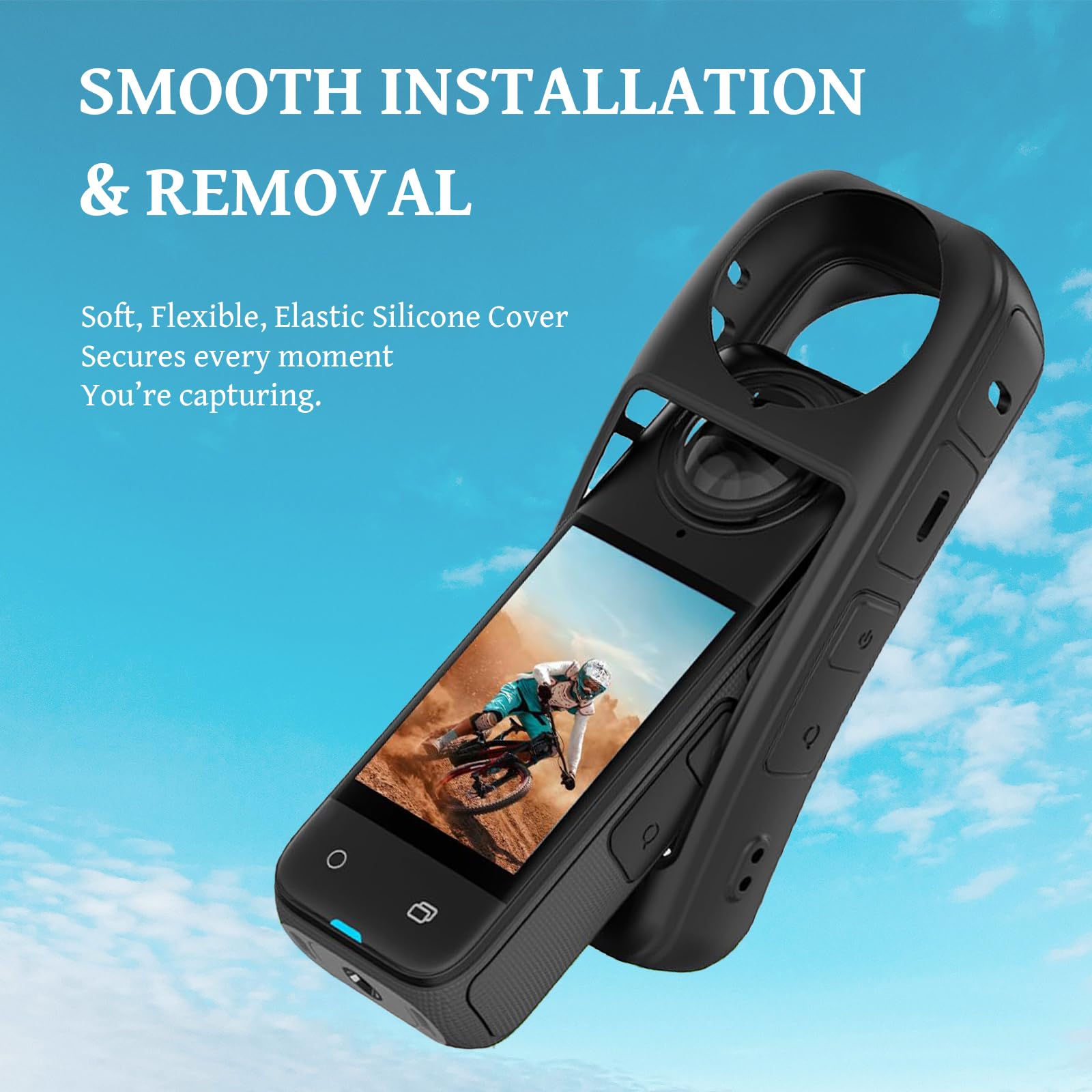 BAOKZZOM Silicone Protective Case for Insta360 X4 with Lens Cap Soft Cover Grip and Lens Guard Accessories - View 8 of 9