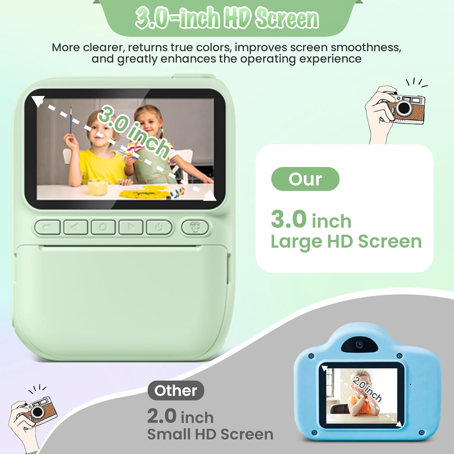 Gofunly Kids Camera Instant Print 32MP 1080P Toddler Digital Camera with Printer Paper Birthday Gift for 3-12 Year Olds Green - View 2 of 9