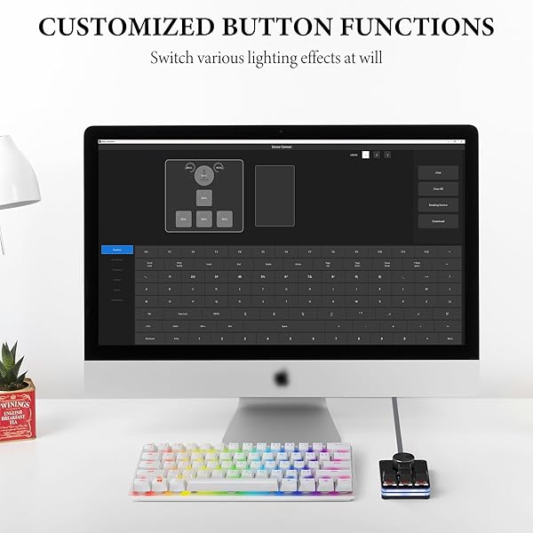 GEEKRIA Geekria USB Mini 4-Key One-Handed Mechanical Gaming Keyboard with RGB Silent Red Axis Programmable Macro for Windows and Mac OS - View 4 of 8