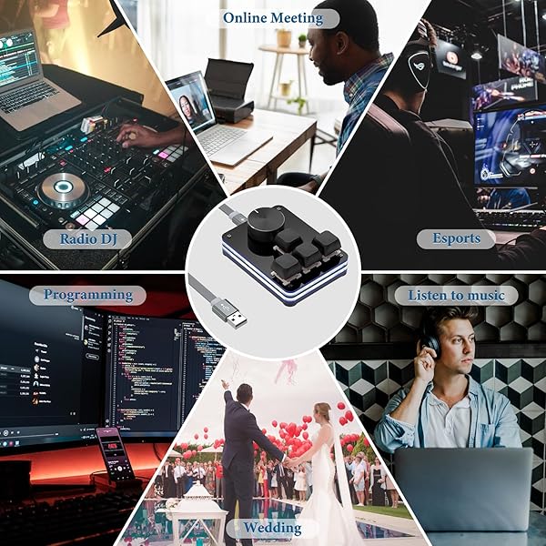 GEEKRIA Geekria USB Mini 4-Key One-Handed Mechanical Gaming Keyboard with RGB Silent Red Axis Programmable Macro for Windows and Mac OS - View 7 of 8