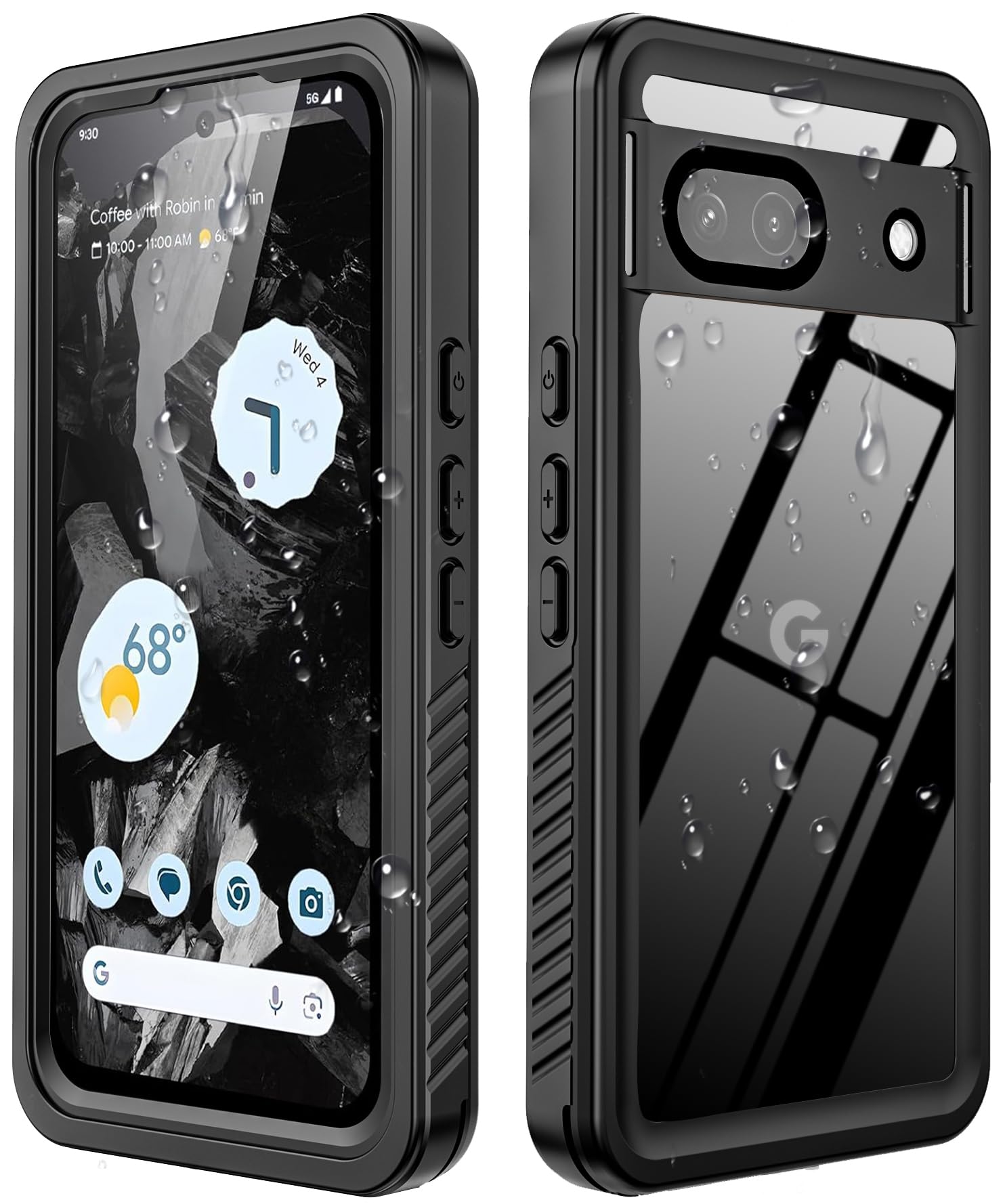 Hllhunkhe Hllhunkhe Waterproof Case for Google Pixel 8A with Screen Protector Rugged Full Body Dustproof Shockproof Protective Cover Black