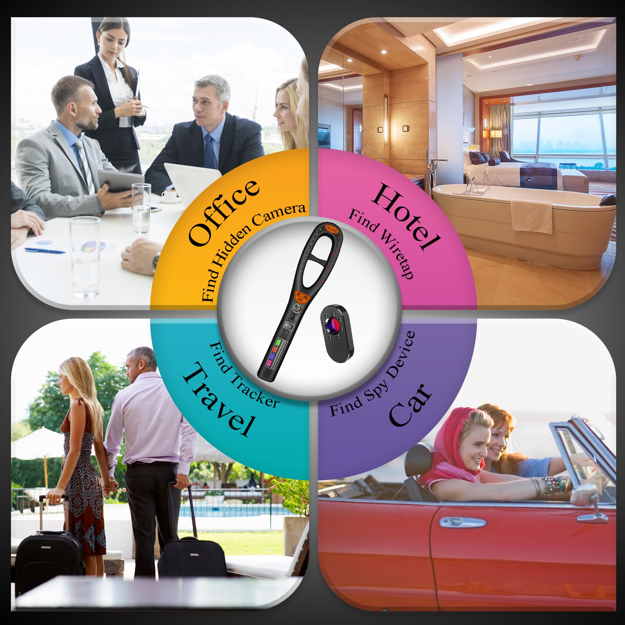 KAXYUYA KAXYUYA Hidden Camera Detector and Magnetic Field Listening Device for Personal Privacy Protection in Car Hotel Meeting and Travel - View 4 of 5