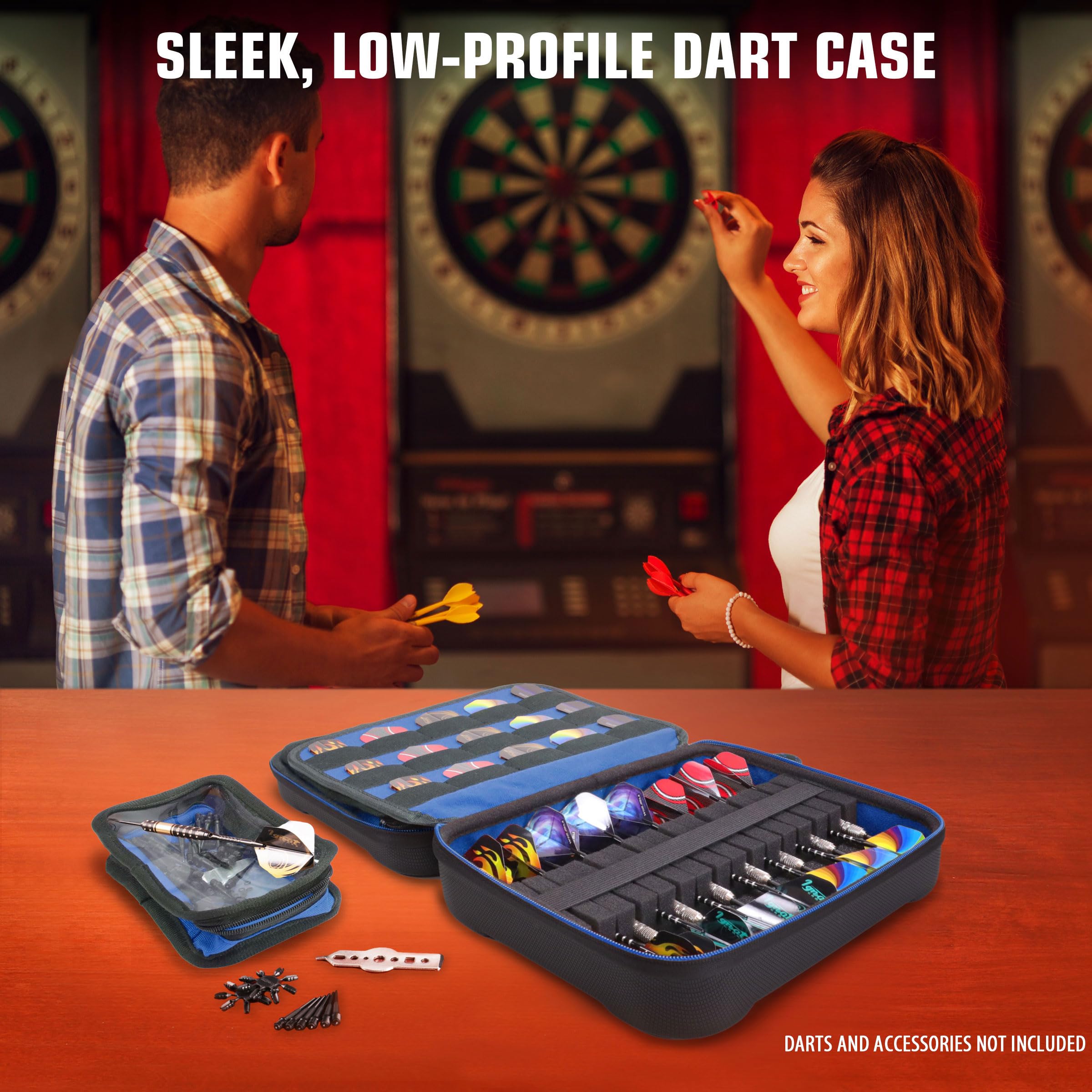 USA Gear USA Gear XL Semi Hard Shell Dart Case for 15 Piece Set with Locking Foam Design in Blue - Perfect Storage for Darts and Accessories - View 5 of 9