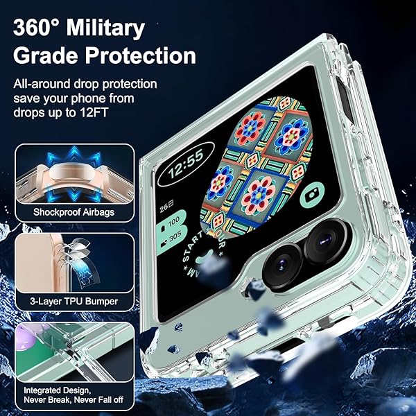 RMOCR RMOCR Clear Shockproof Case for Samsung Galaxy Z Flip 6 Ultra Thin Slim Fit Hard PC Protective Cover - View 4 of 10