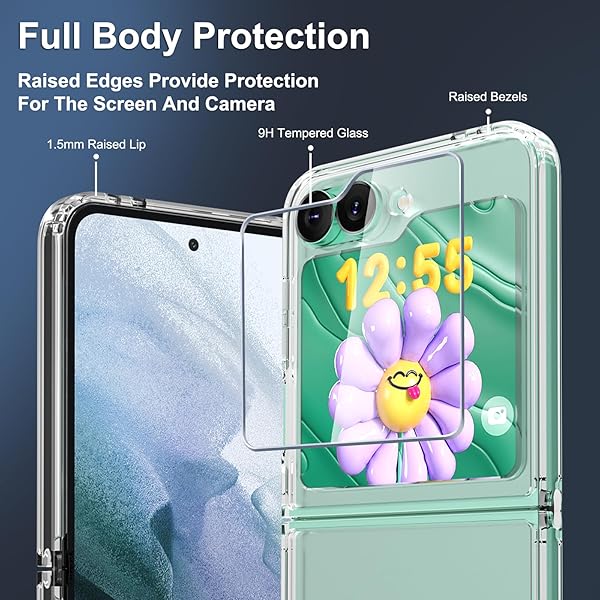 RMOCR RMOCR Clear Shockproof Case for Samsung Galaxy Z Flip 6 Ultra Thin Slim Fit Hard PC Protective Cover - View 7 of 10