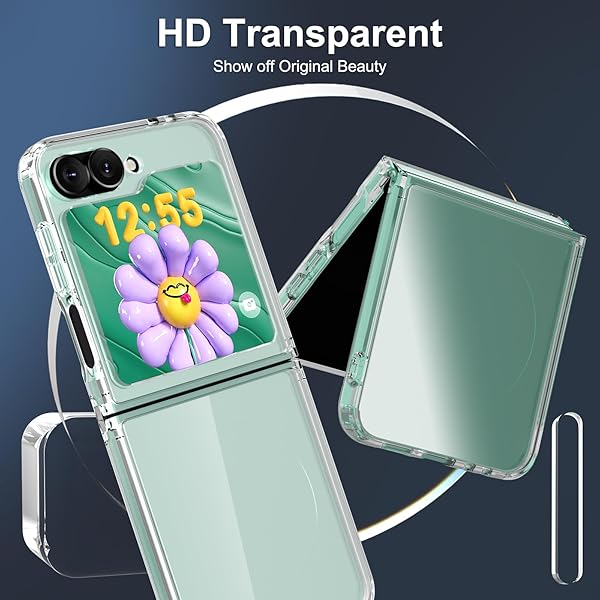 RMOCR RMOCR Clear Shockproof Case for Samsung Galaxy Z Flip 6 Ultra Thin Slim Fit Hard PC Protective Cover - View 9 of 10