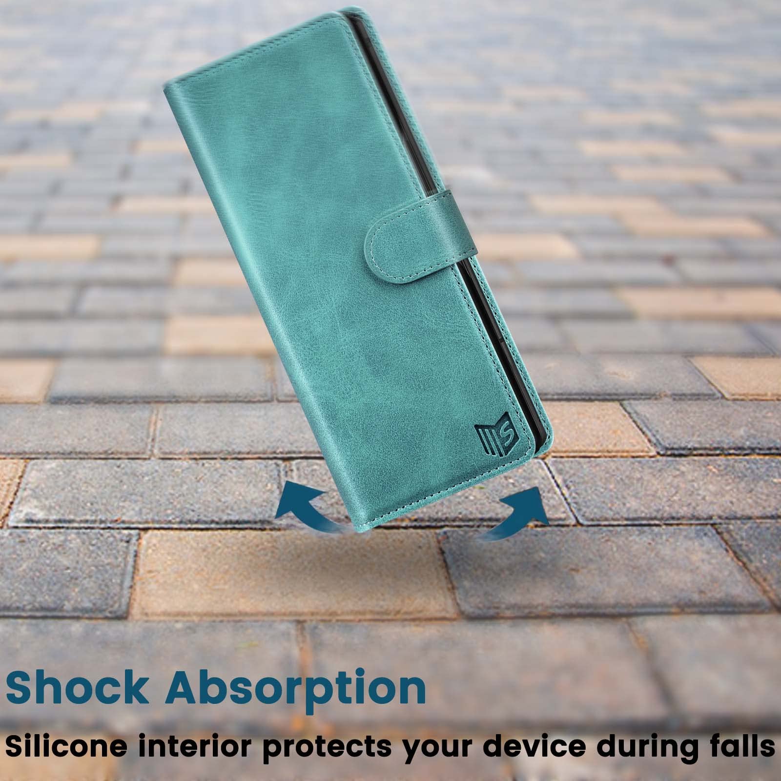 SUANPOT SUANPOT Samsung Galaxy Z Fold 6 5G Wallet Case RFID Blocking Credit Card Holder Flip Book PU Leather Cover for Men and Women Blue Green - View 5 of 6