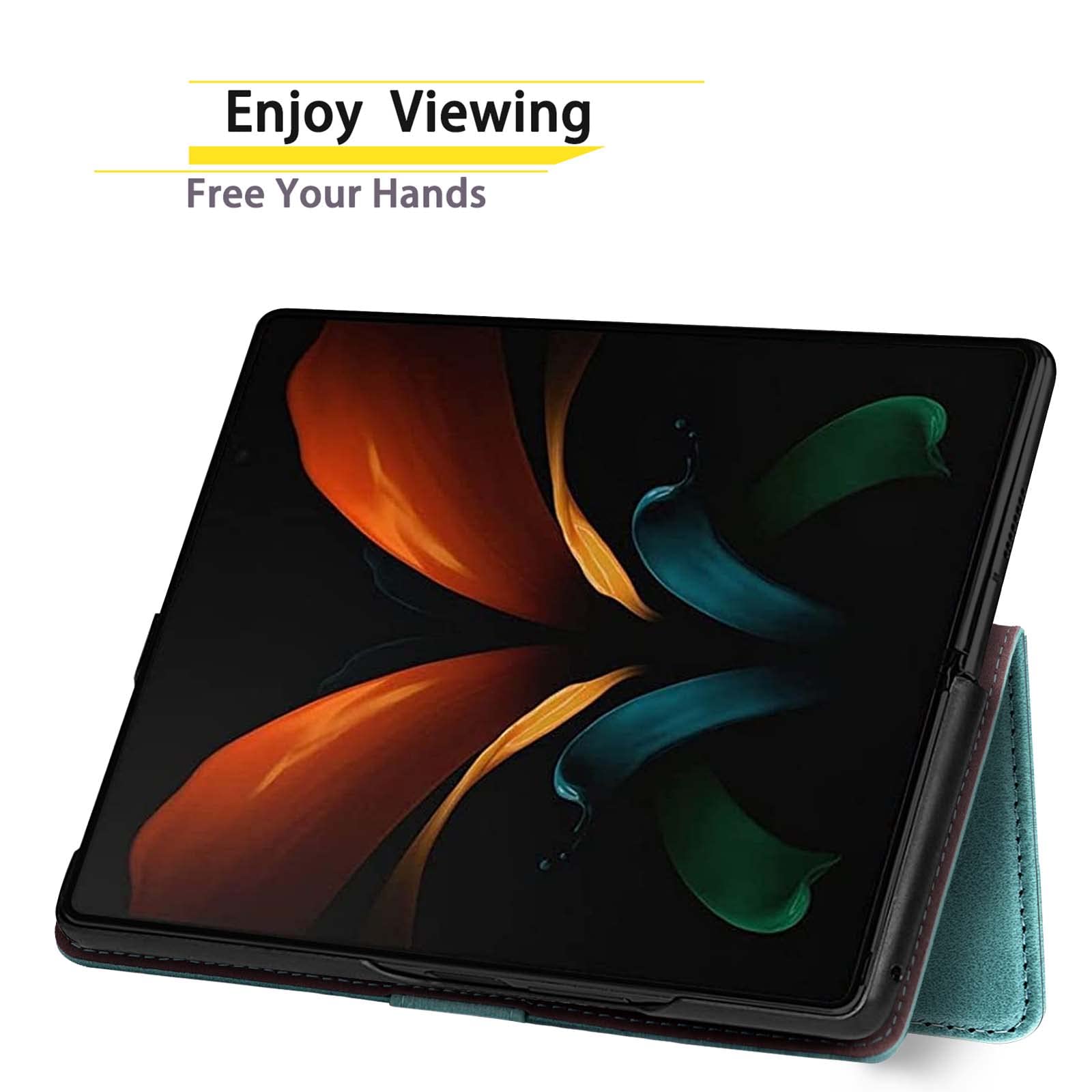 SUANPOT SUANPOT Samsung Galaxy Z Fold 6 5G Wallet Case RFID Blocking Credit Card Holder Flip Book PU Leather Cover for Men and Women Blue Green - View 6 of 6