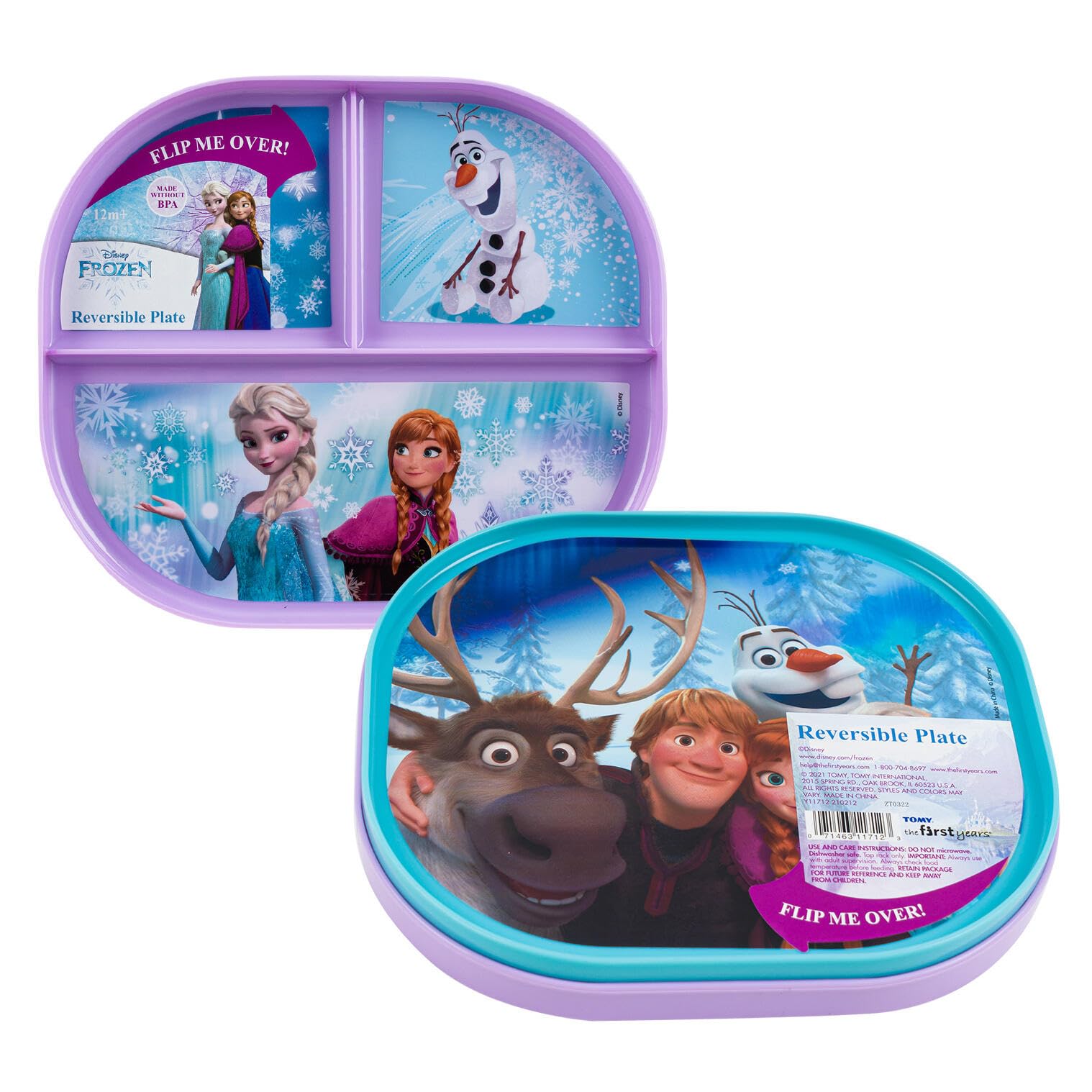 Show-Offs Show-Offs Reversible BPA Free Plate - Elsa & Anna Design, 8x7 Inches, Perfect for Kids' Meals - View 3 of 3