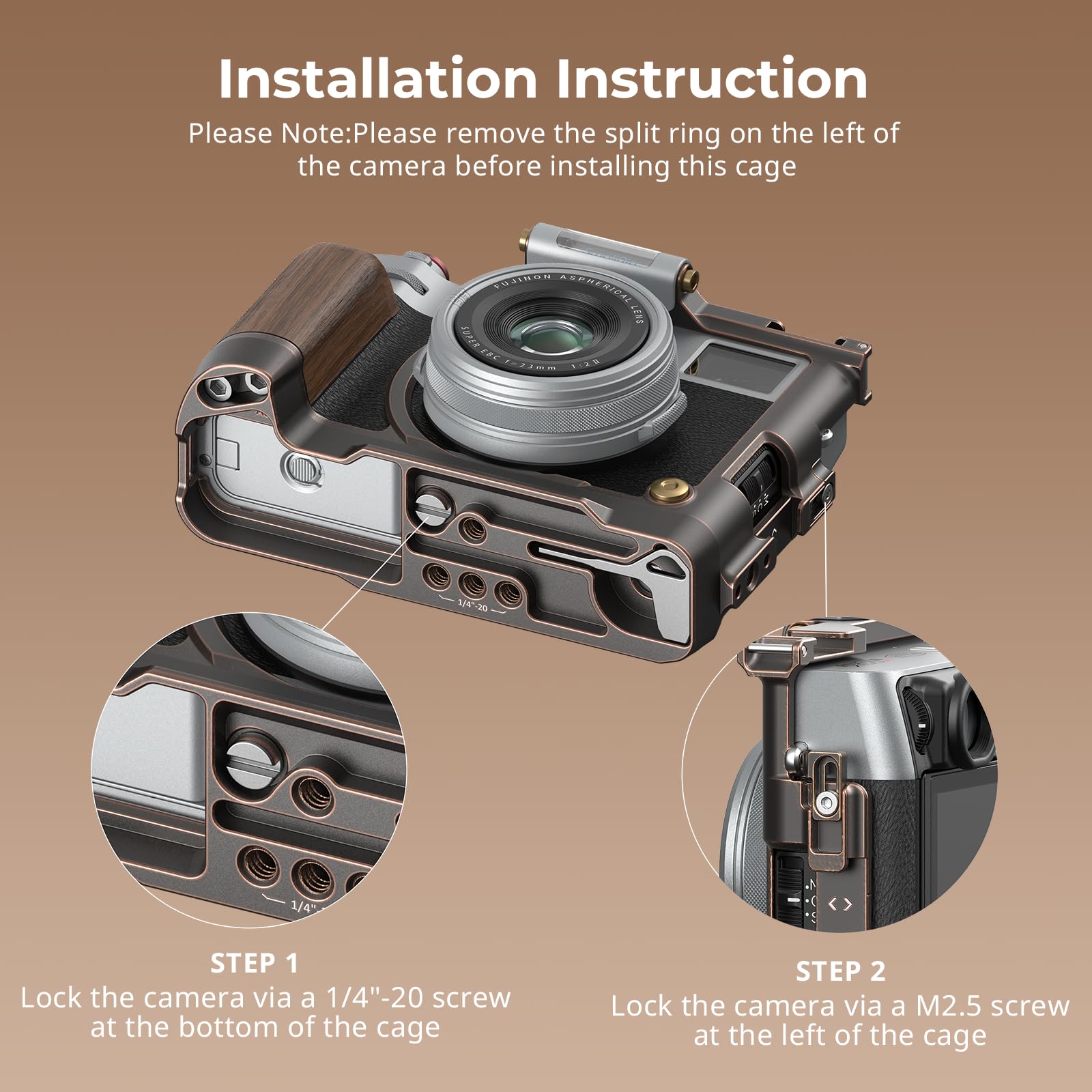 SMALLRIG SmallRig X100VI Retro Cage for FUJIFILM X100VI with Quick Release Plate Shutter Button and Hot Shoe Cover 4557 - View 3 of 9
