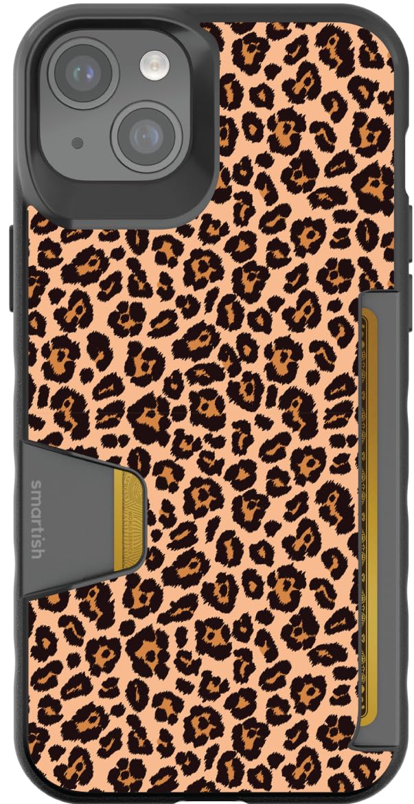 Smartish Cheetah iPhone 15 Plus Wallet Case Slim Protective Credit Card Holder Drop Tested Hidden Slot Compatible with Apple iPhone 15 Plus