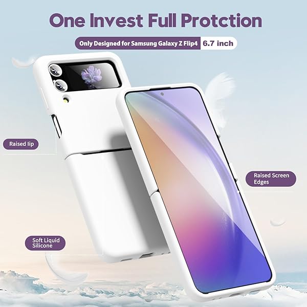 oakxco oakxco Liquid Silicone Phone Case for Samsung Galaxy Z Flip 6 Thin Slim Soft Rubber Gel Cover for Women Cute Matte Solid Color White - View 5 of 9