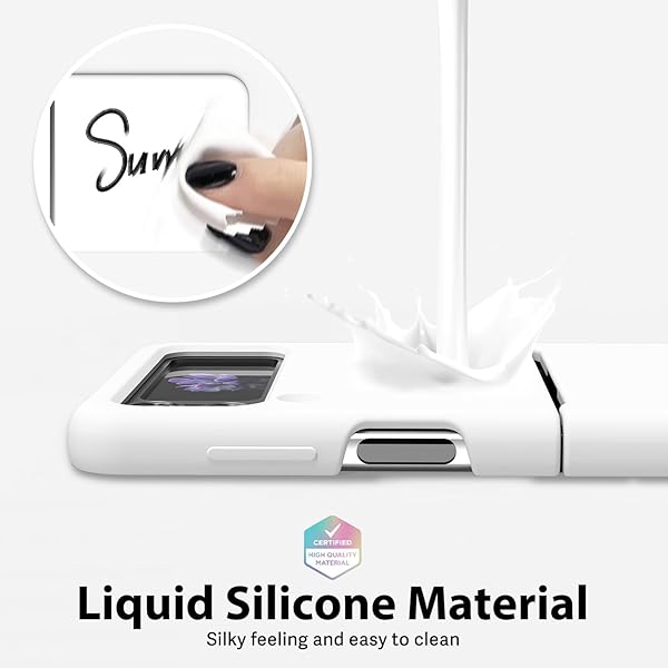 oakxco oakxco Liquid Silicone Phone Case for Samsung Galaxy Z Flip 6 Thin Slim Soft Rubber Gel Cover for Women Cute Matte Solid Color White - View 6 of 9