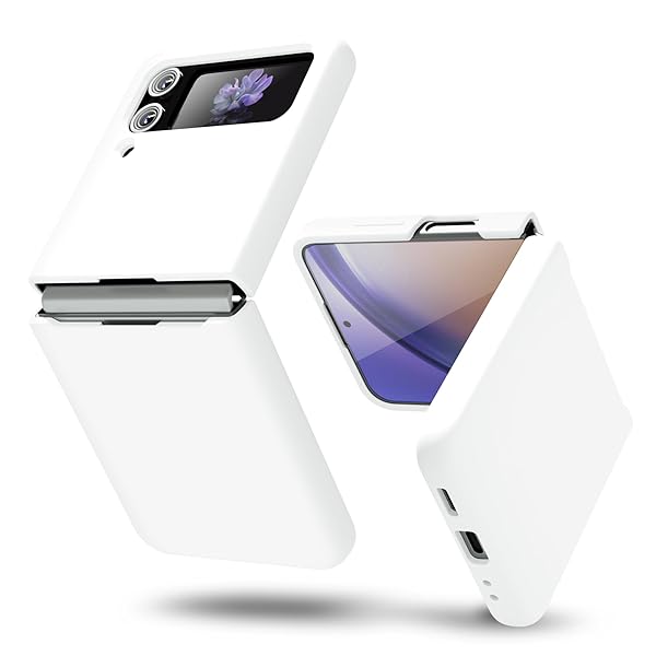 oakxco oakxco Liquid Silicone Phone Case for Samsung Galaxy Z Flip 6 Thin Slim Soft Rubber Gel Cover for Women Cute Matte Solid Color White - View 3 of 9