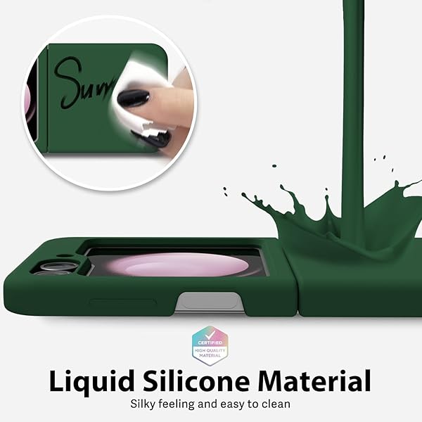 oakxco Oakxco Liquid Silicone Phone Case for Samsung Galaxy Z Flip 6 Thin Slim Soft Rubber Gel Cover in Dark Green for Women and Girls - View 6 of 9