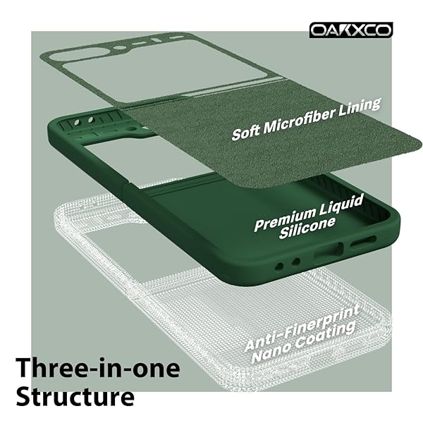 oakxco Oakxco Liquid Silicone Phone Case for Samsung Galaxy Z Flip 6 Thin Slim Soft Rubber Gel Cover in Dark Green for Women and Girls - View 7 of 9