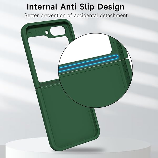 oakxco Oakxco Liquid Silicone Phone Case for Samsung Galaxy Z Flip 6 Thin Slim Soft Rubber Gel Cover in Dark Green for Women and Girls - View 9 of 9
